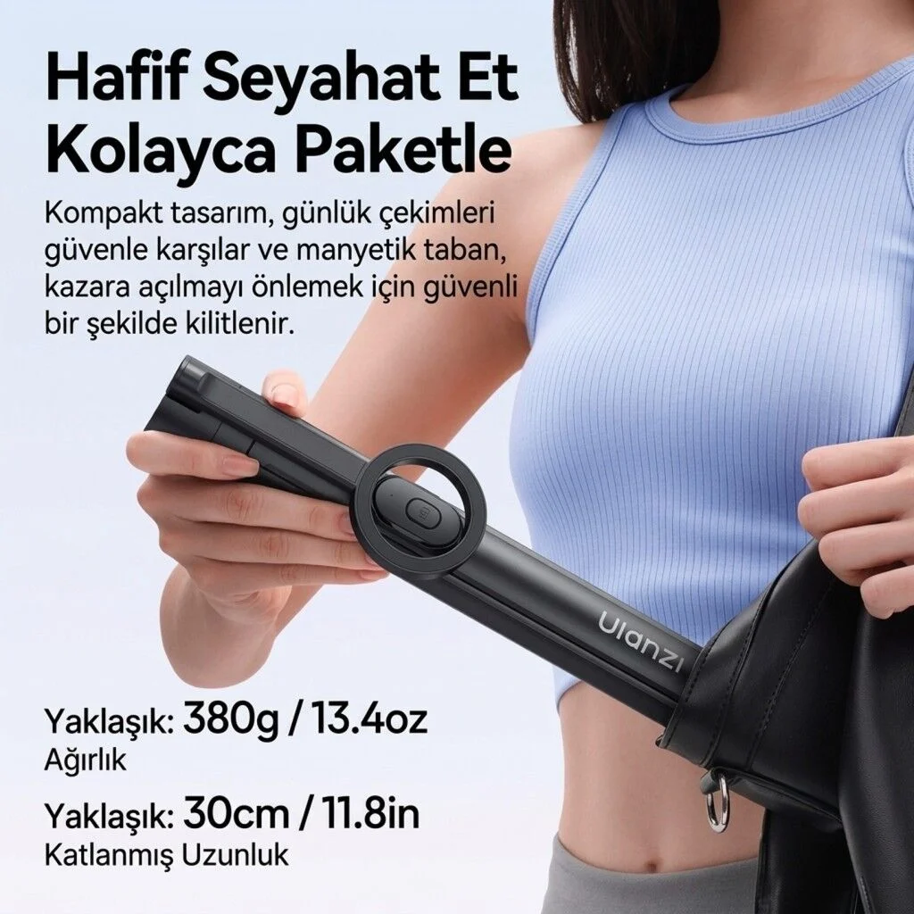 Ulanzi SK-21 180cm Manyetik Auto-Open Selfie Monopod Tripod Siyah - M103