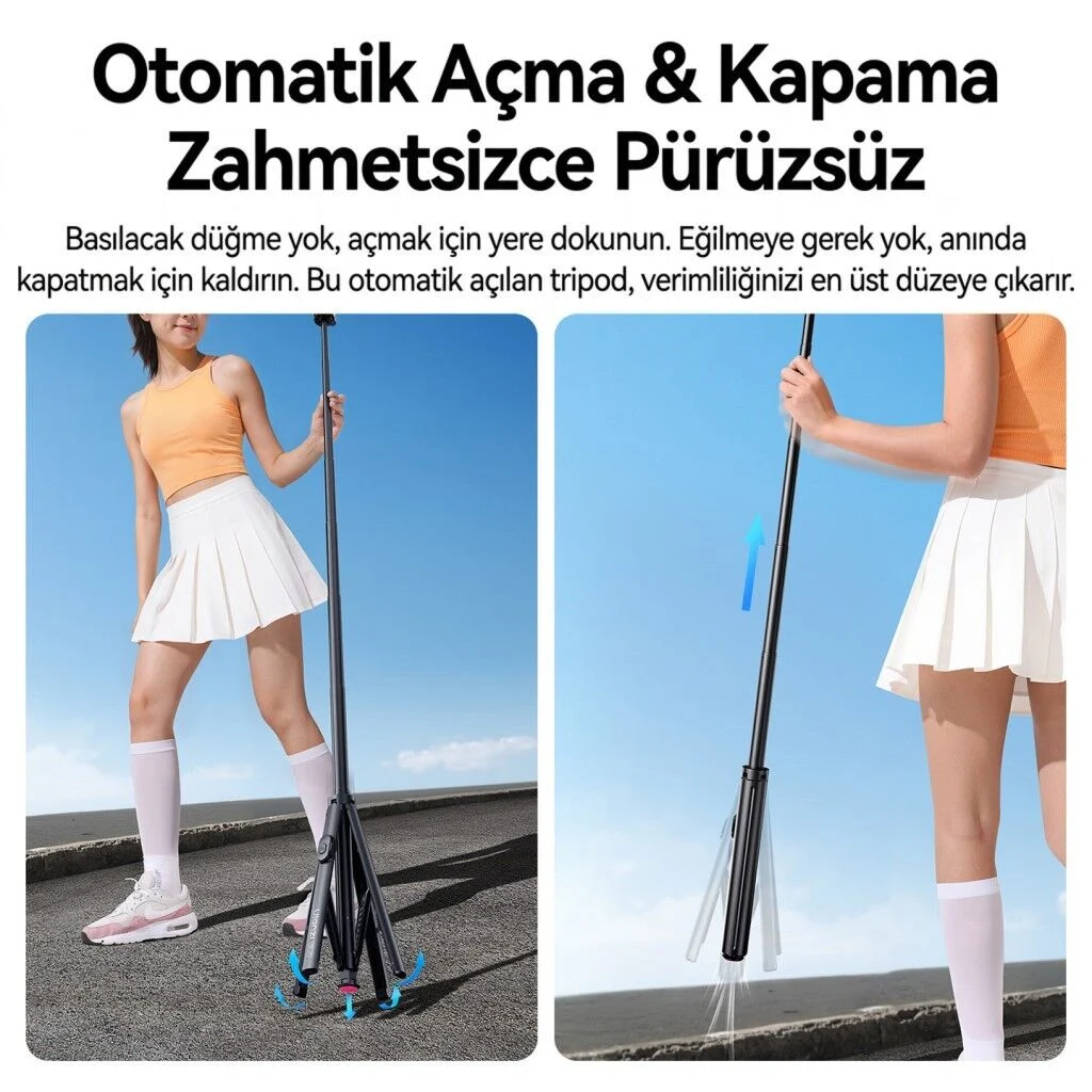 Ulanzi SK-21 180cm Manyetik Auto-Open Selfie Monopod Tripod Siyah - M103