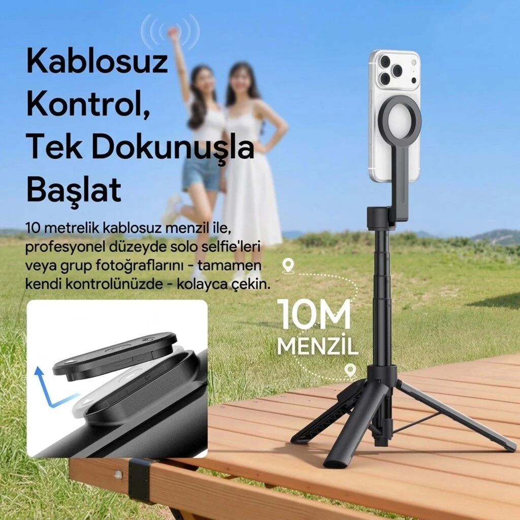 Ulanzi SK26 113cm Manyetik 2'si 1 Arada Selfie Monopod Tripod Siyah - S014