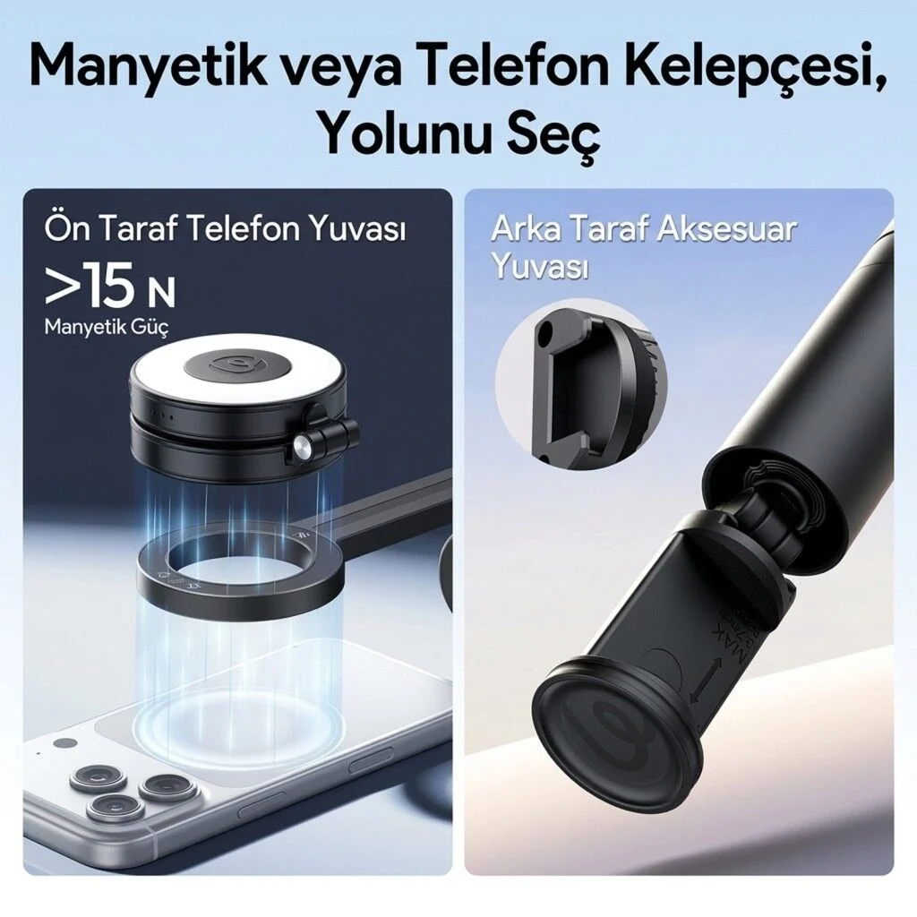 Ulanzi SK26 113cm Manyetik 2'si 1 Arada Selfie Monopod Tripod Siyah - S014