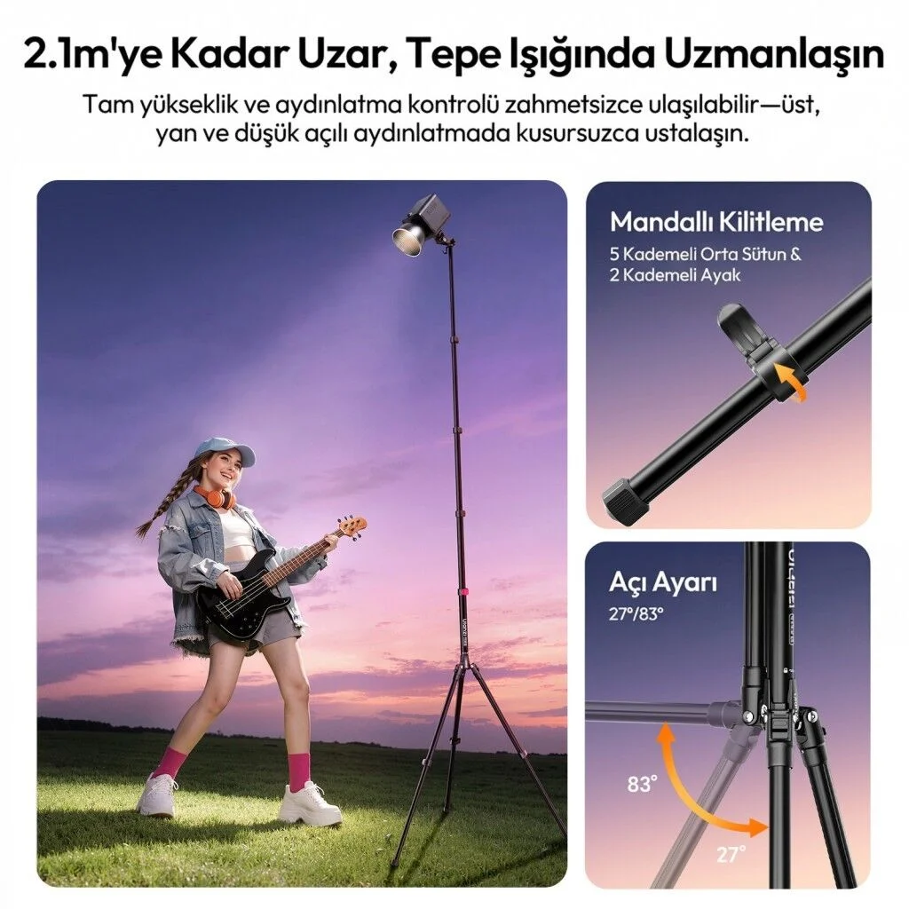 Ulanzi TT43 II 210cm Reversible 2 in 1 Işık Standı - S085