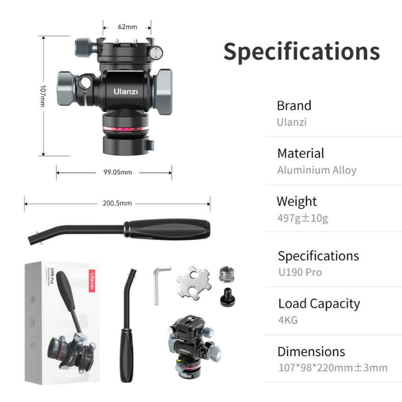Ulanzi U190 Pro Fluid Video Tripod Başlığı E009GBB1