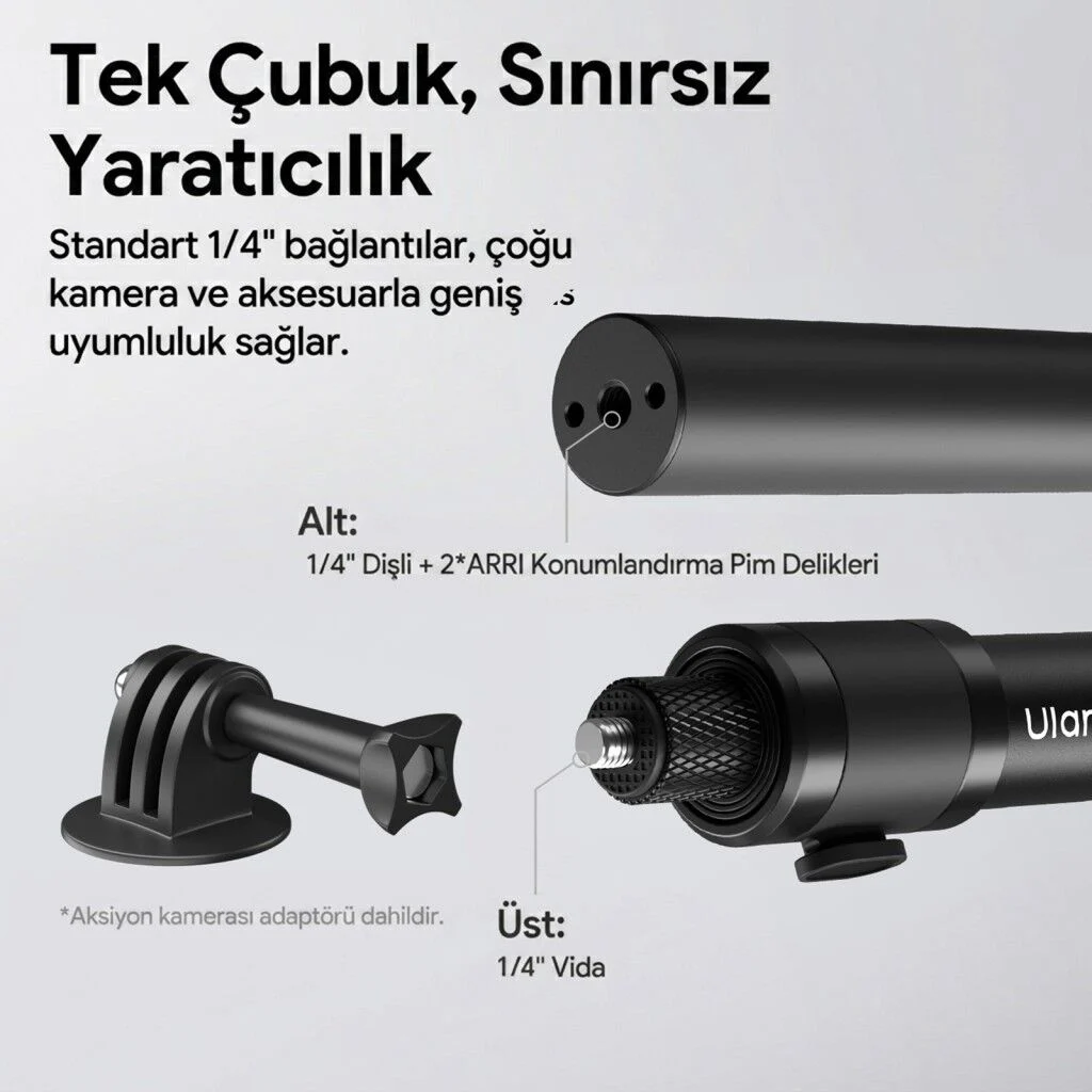 Ulanzi VL04 Aksiyon Kamera Uzatma Çubuğu Quick Release Selfie Stick - S026