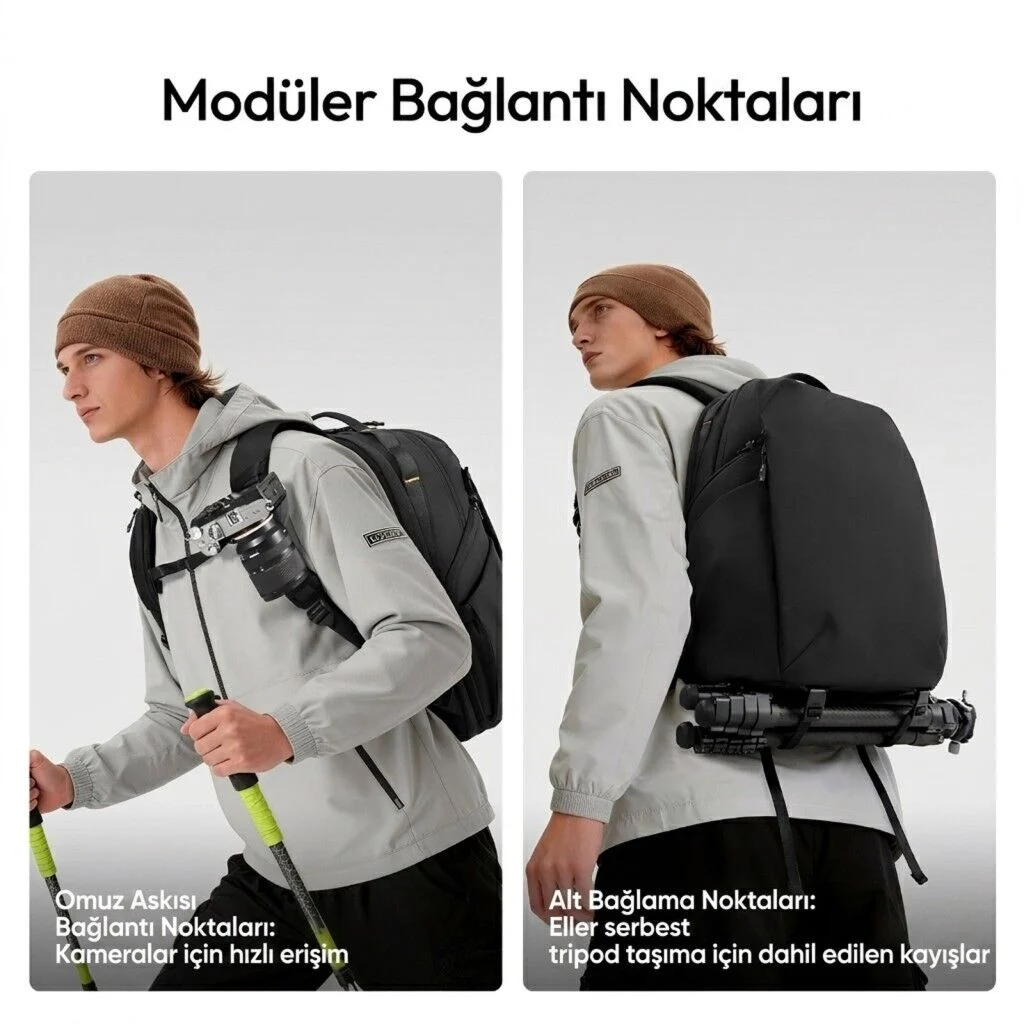 Ulanzi YY038 Urban Travel V2 22L Fotoğraf Makinesi Sırt Çantası Siyah - B222