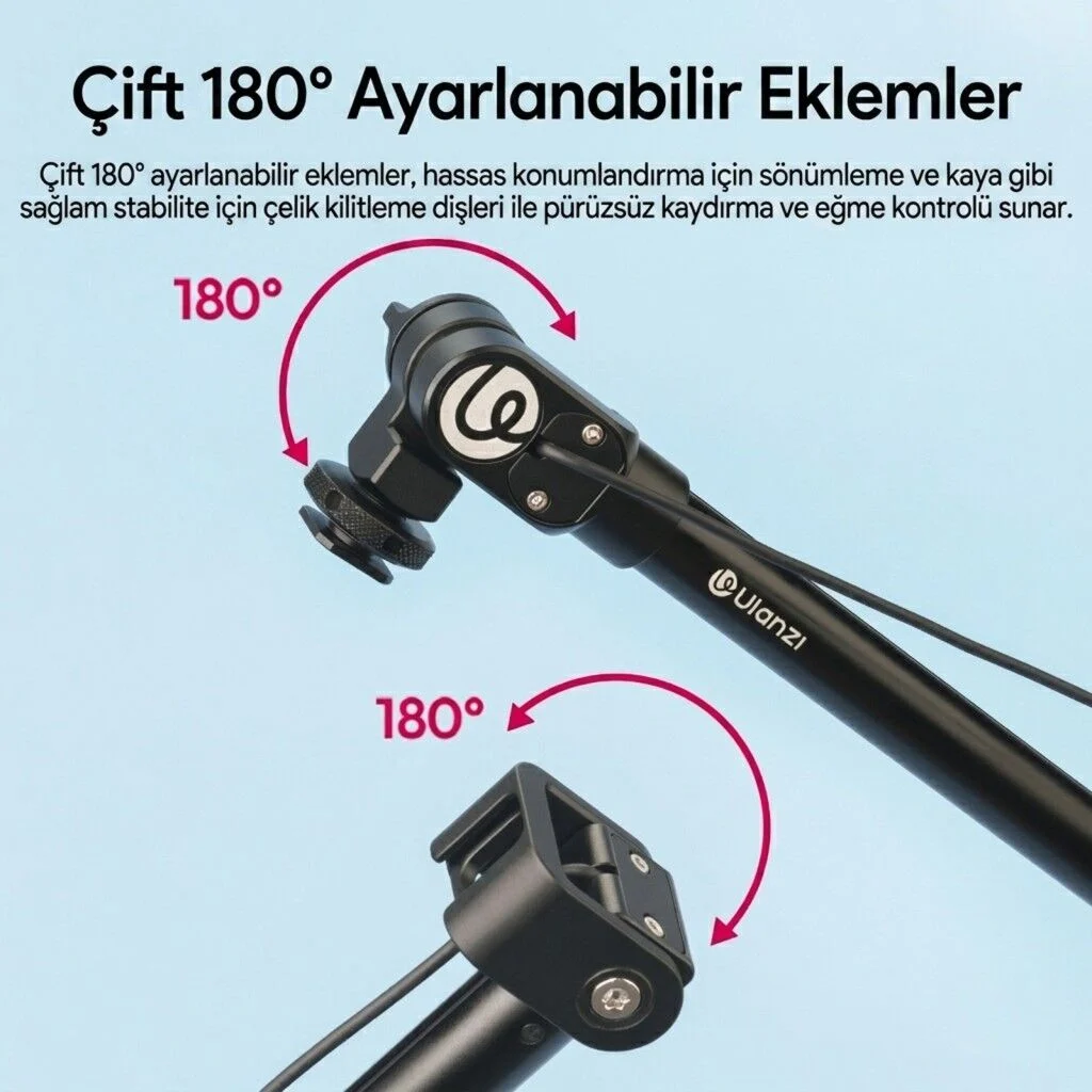 Ulanzi ZJ08 Cold Shoe Mikrofon Uzatma Kolu Ayarlanabilir Boom Arm - S008