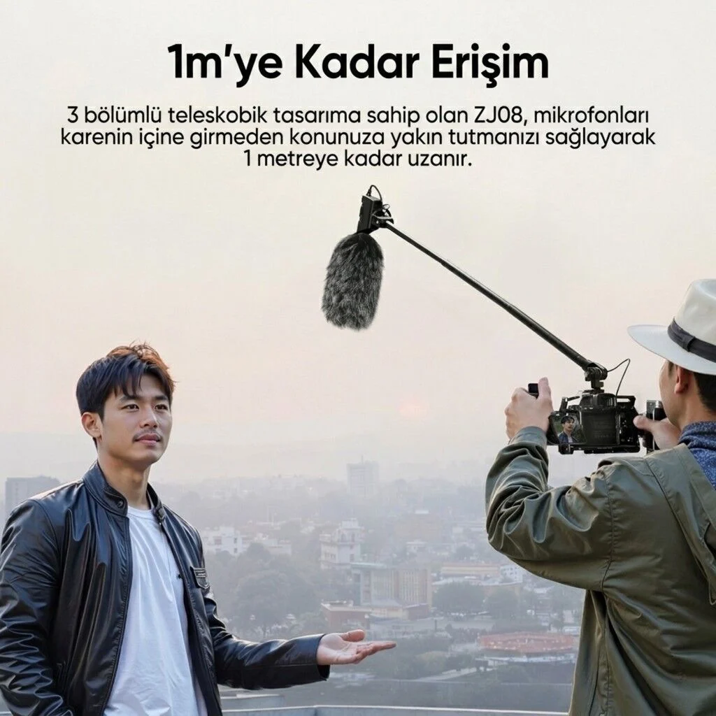 Ulanzi ZJ08 Cold Shoe Mikrofon Uzatma Kolu Ayarlanabilir Boom Arm - S008