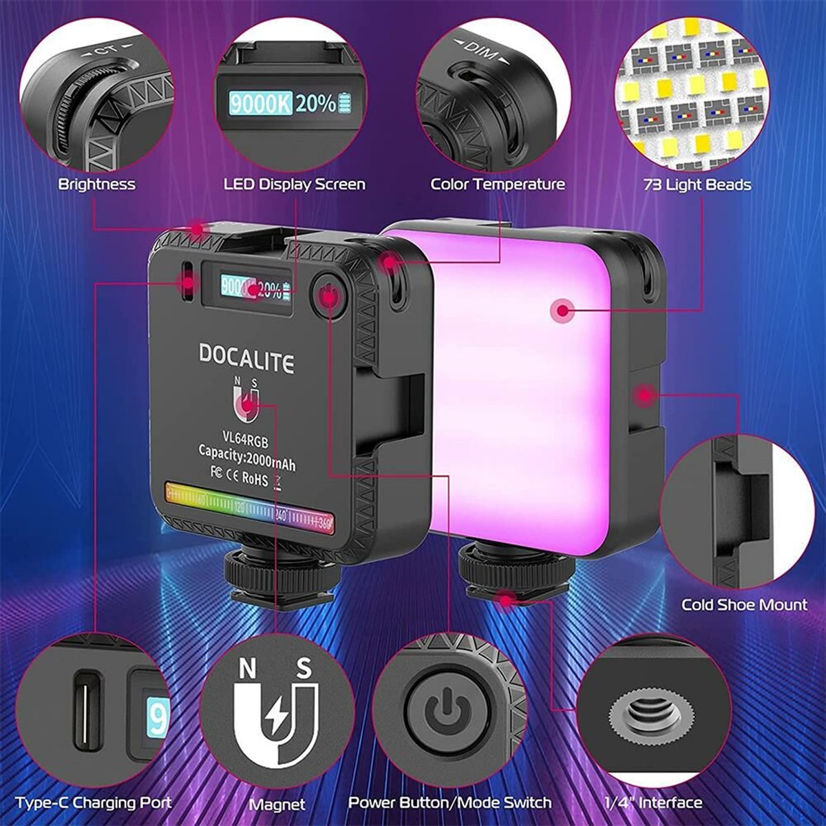 Vijim Docalite VL-64 Mini RGB Led Video Işık