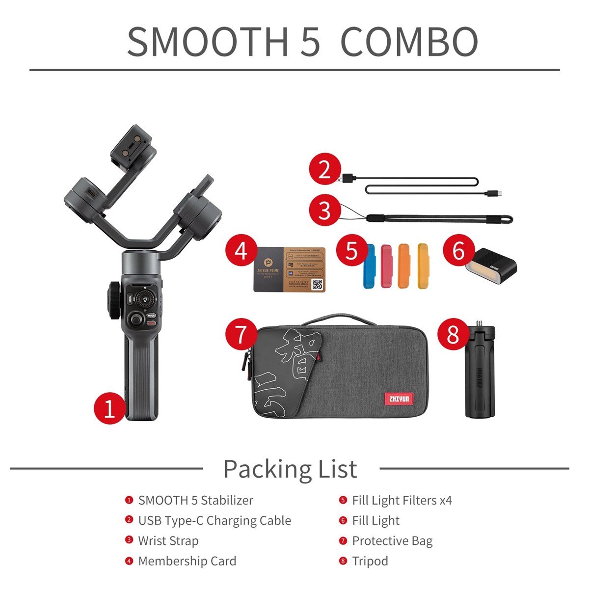 Zhiyun Smooth 5 Combo Gimbal (Telefon için)