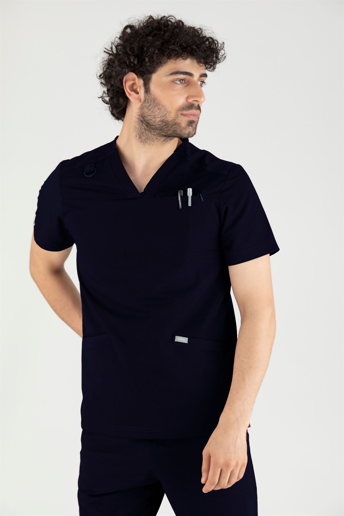Felice Vita Koyu Lacivert Erkek Scrubs Üst - Medikal Giyim Uniform