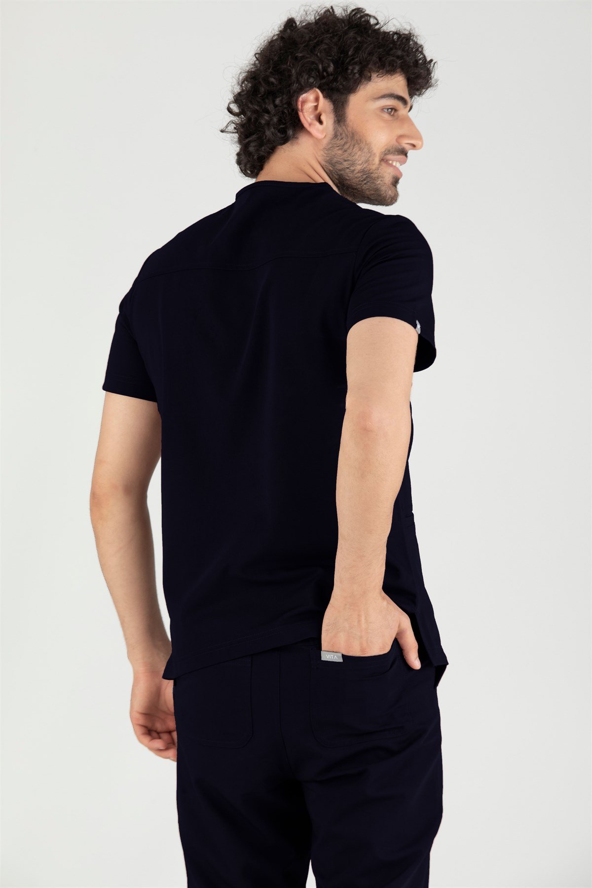 Felice Vita Koyu Lacivert Erkek Scrubs Üst - Medikal Giyim Uniform
