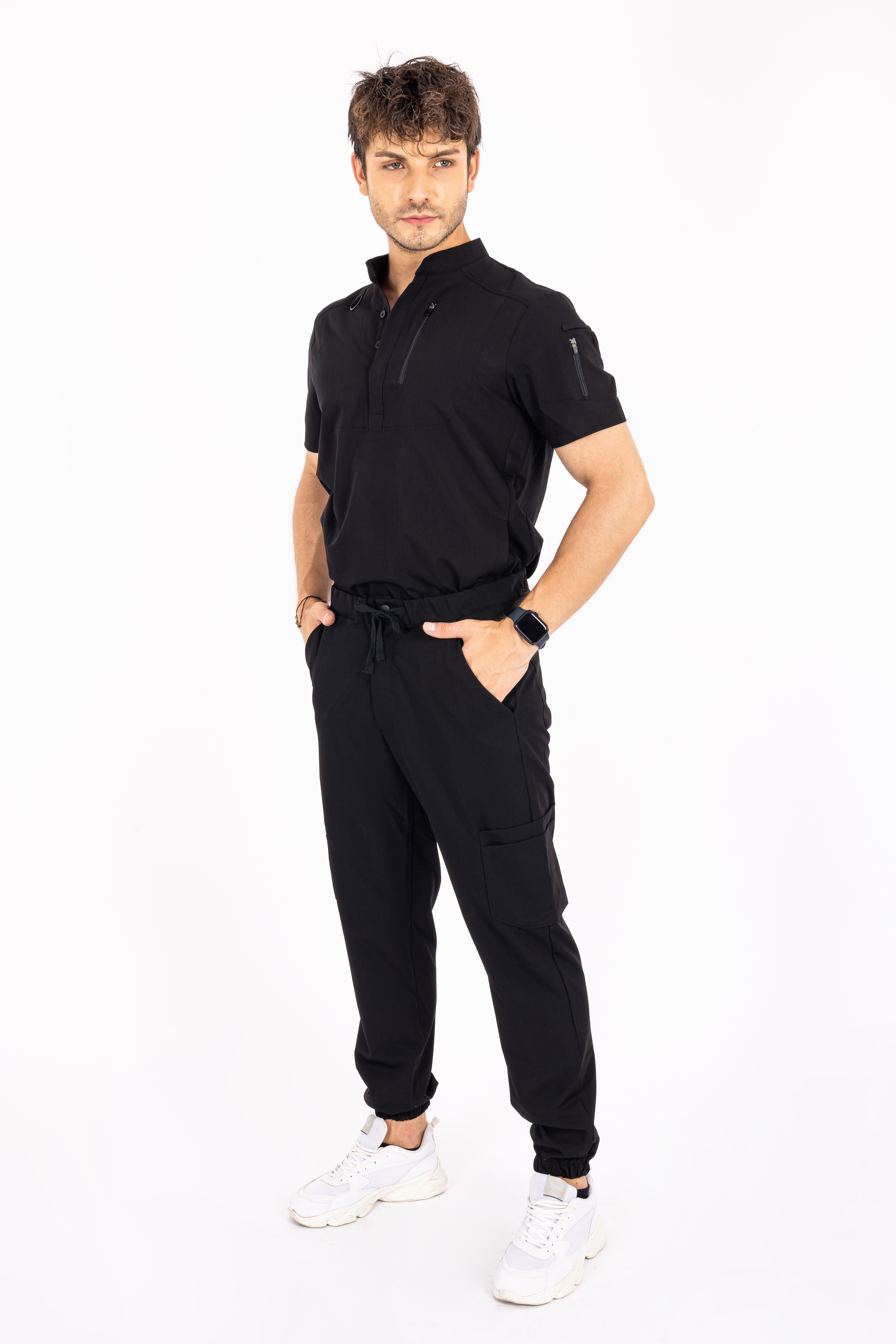 Jogger Piu Vita Siyah Erkek Scrubs Alt - Medikal Giyim Uniform