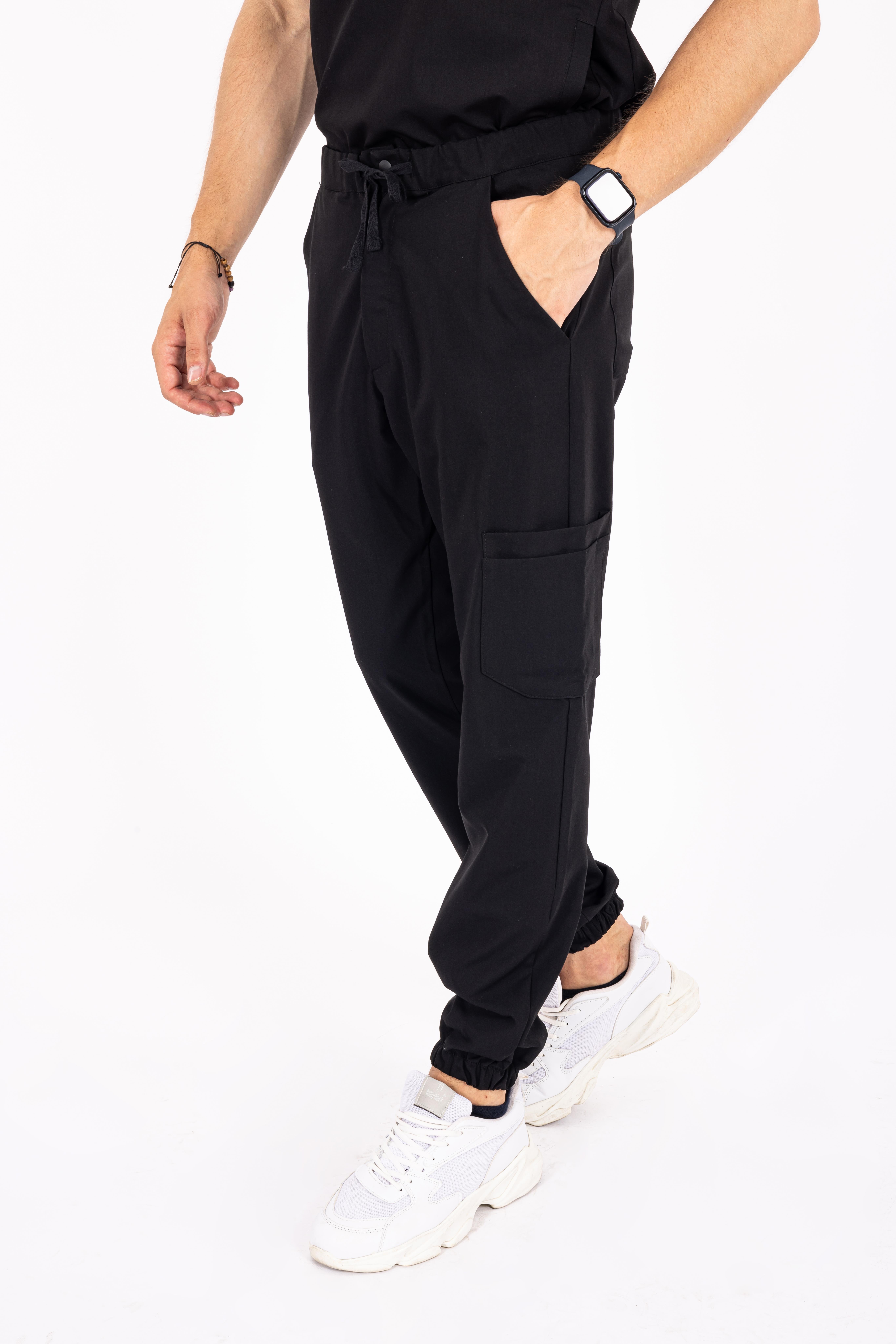 Jogger Piu Vita Siyah Erkek Scrubs Alt - Medikal Giyim Uniform