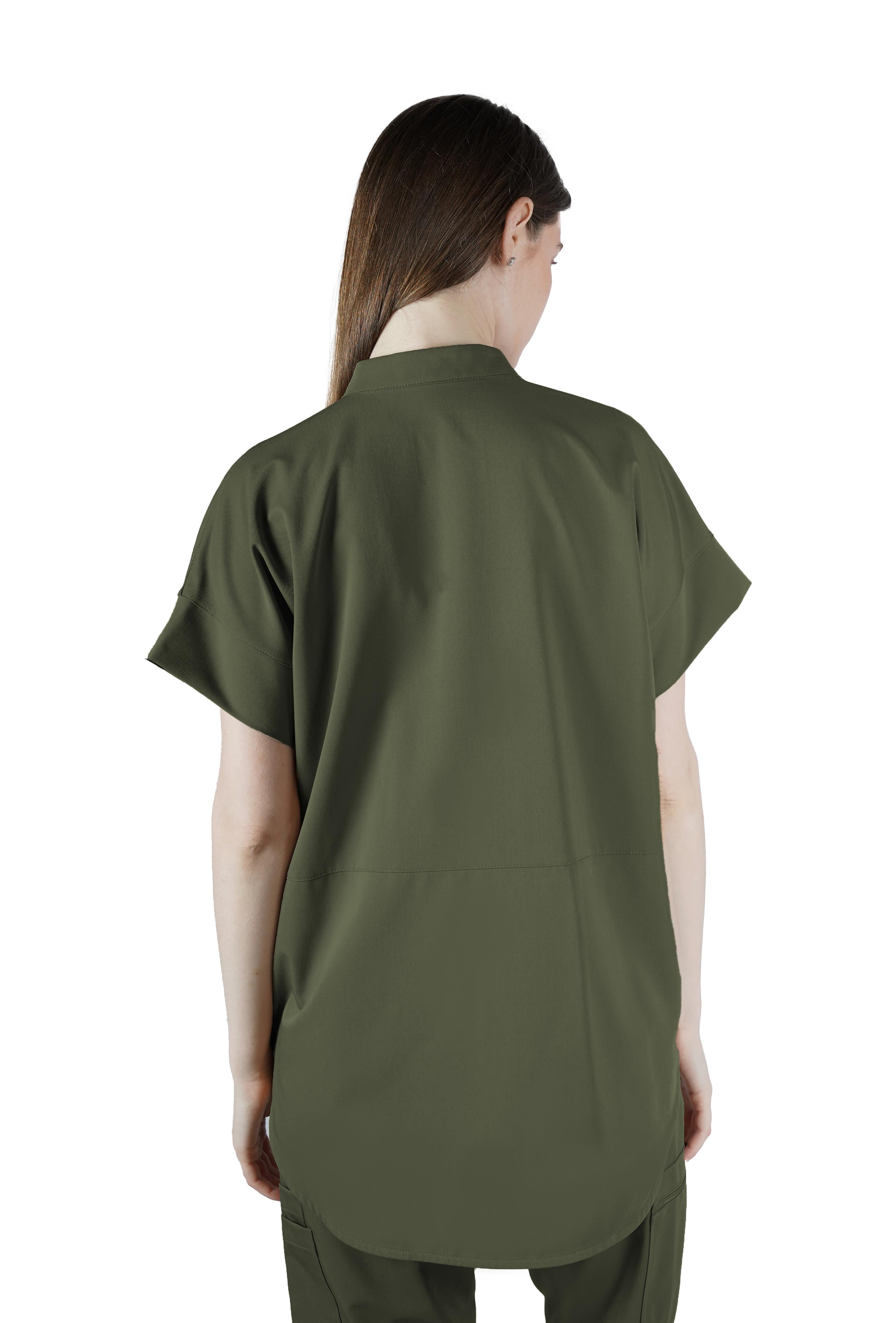 Bella VITA Haki Üst Kadın Scrubs Cerrahi Forma - Medikal Giyim Uniform