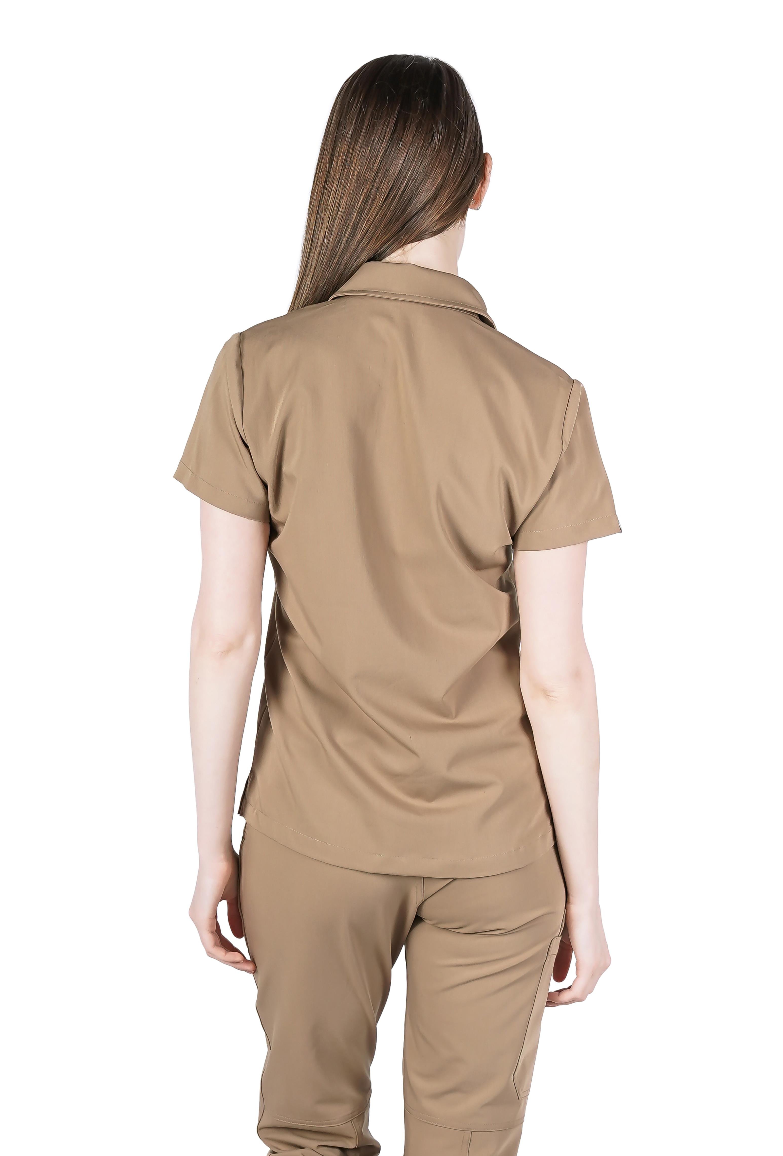 Collare Vita Bej Üst Kadın Scrubs Cerrahi Forma - Medikal Giyim Uniform