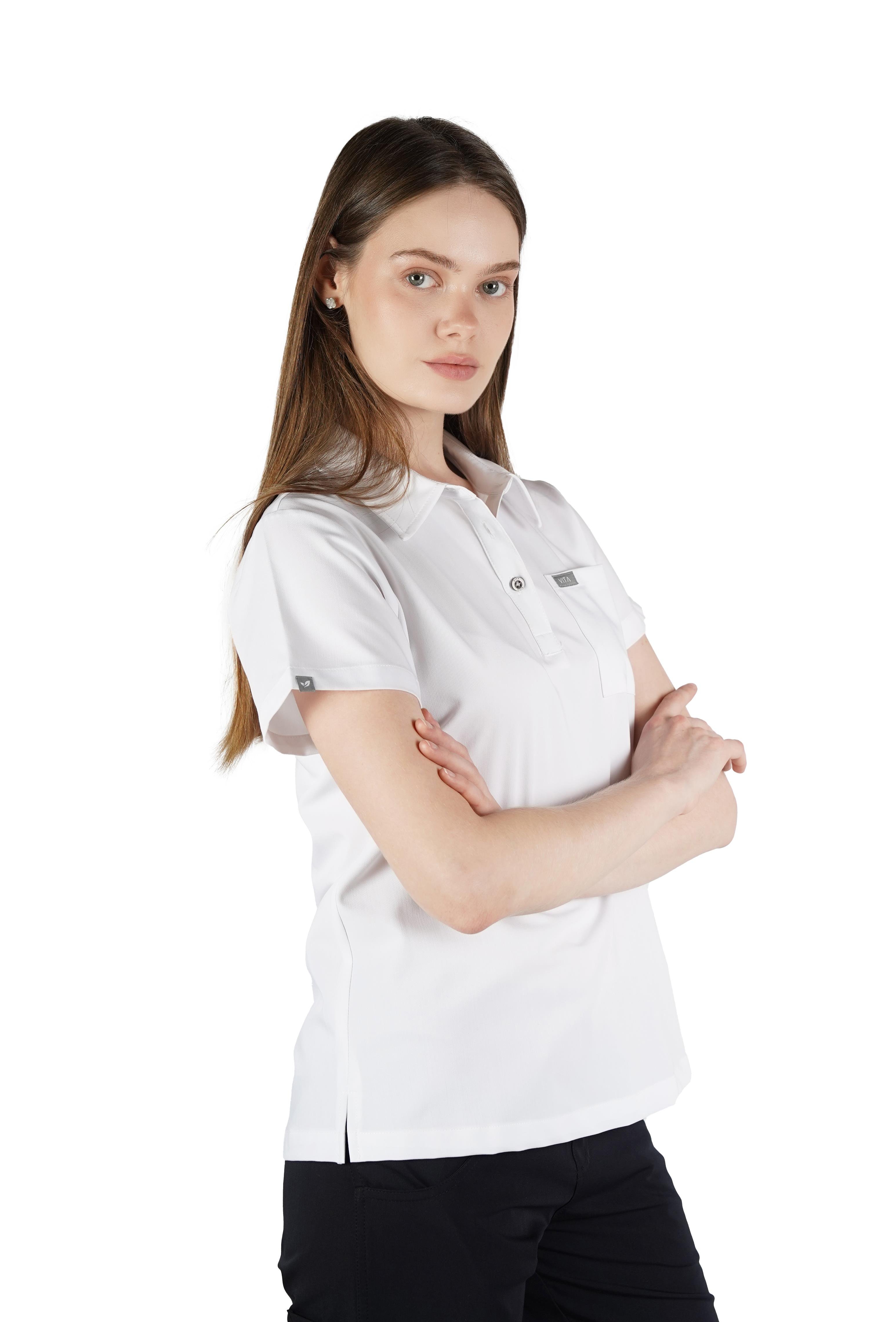 Collare Vita Beyaz Üst Kadın Scrubs Cerrahi Forma - Medikal Giyim Uniform