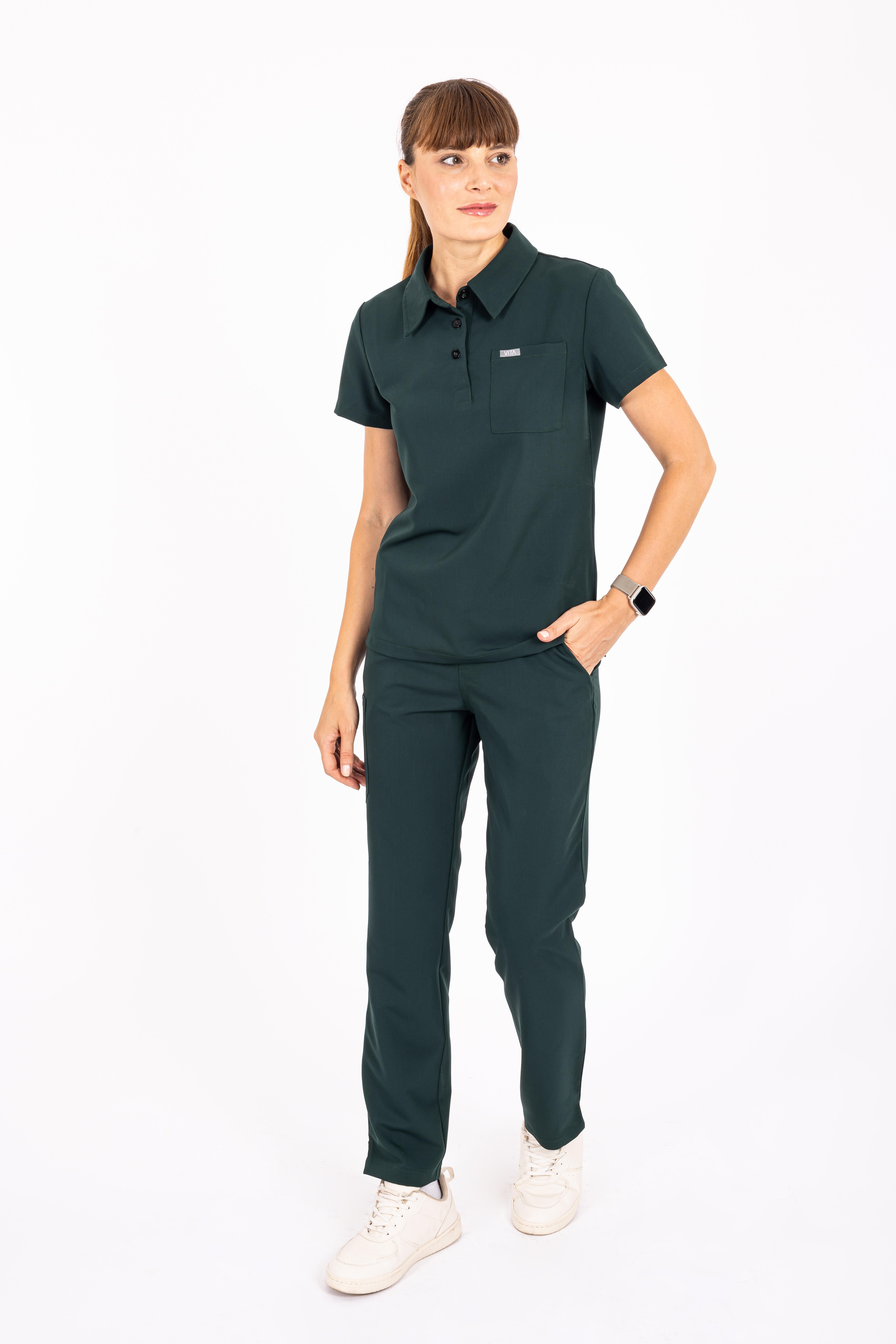 Collare Vita Zümrüt Üst Kadın Scrubs Cerrahi Forma - Medikal Giyim Uniform