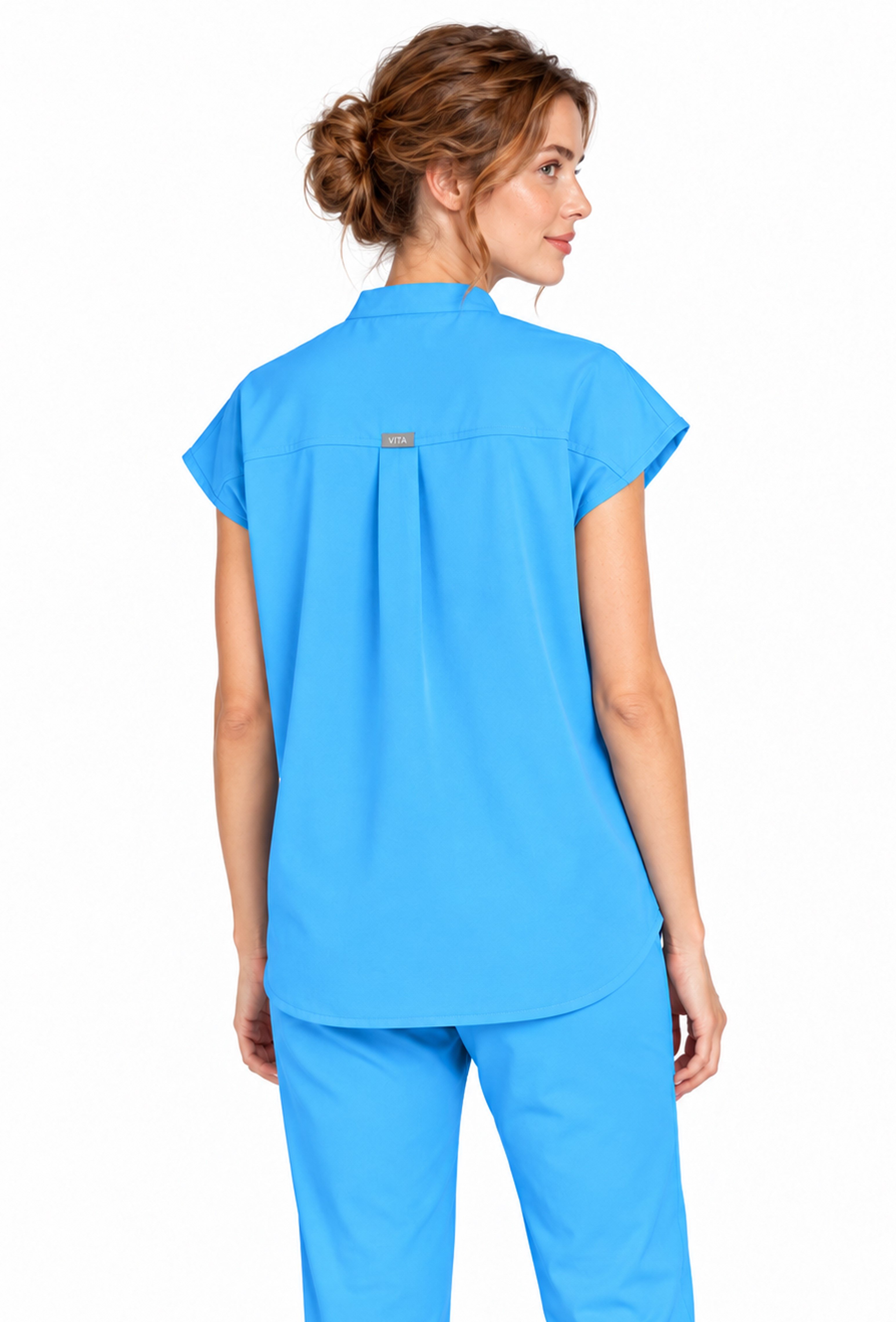 Elegante VITA Alaska Blue Üst Kadın Scrubs Cerrahi Forma - Medikal Giyim Uniform