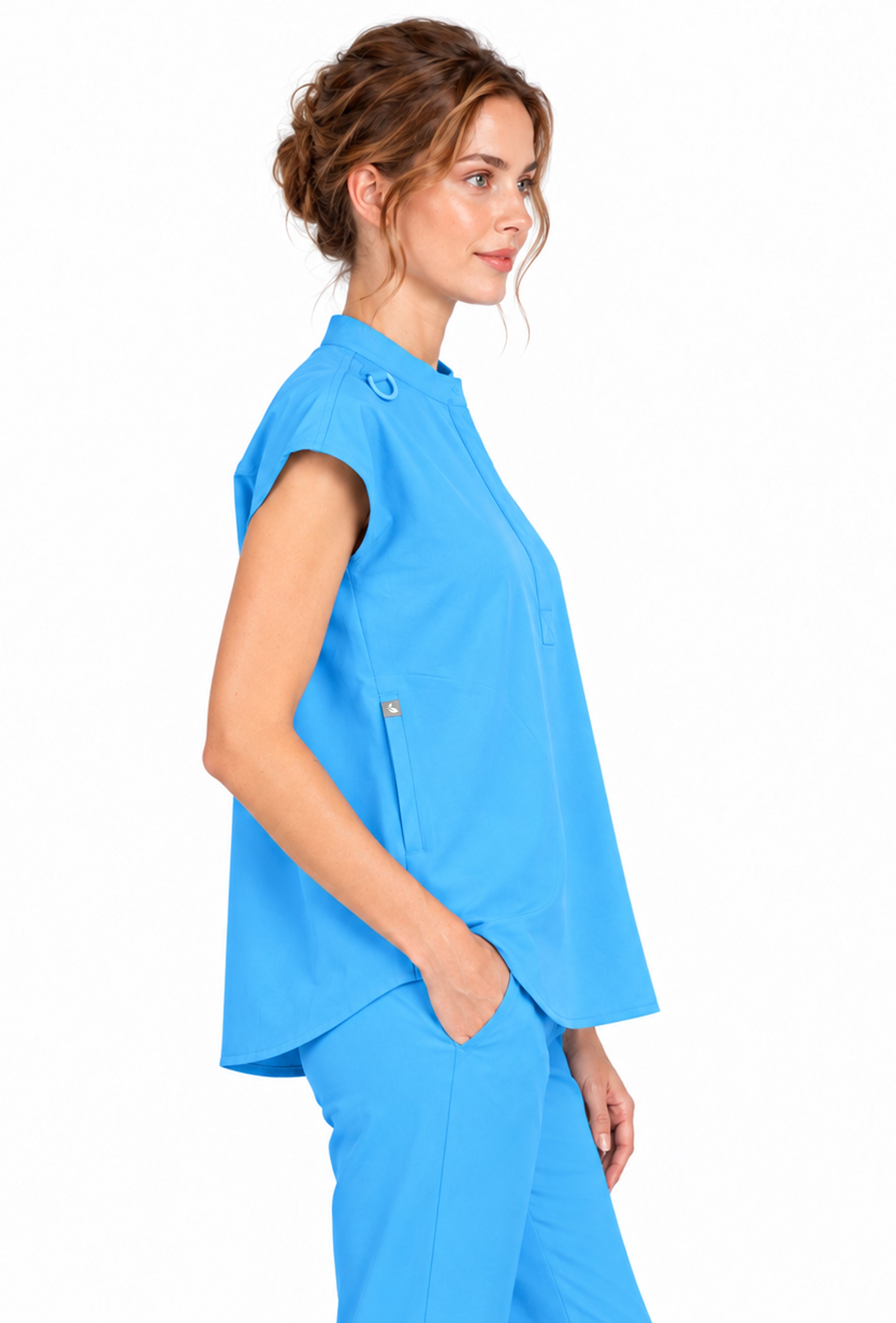Elegante VITA Alaska Blue Üst Kadın Scrubs Cerrahi Forma - Medikal Giyim Uniform