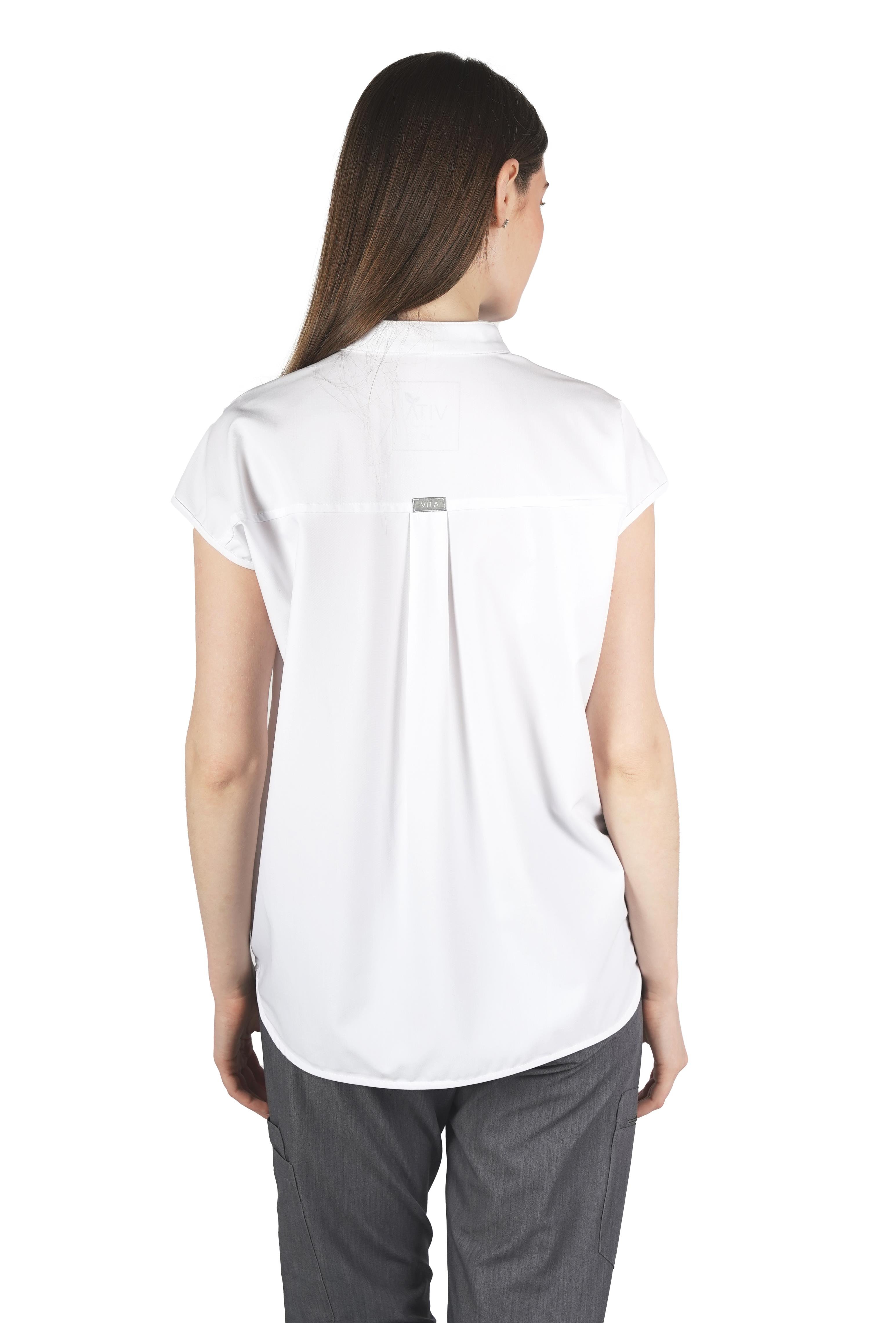 Elegante Vita Beyaz Üst Kadın Scrubs Cerrahi Forma - Medikal Giyim Uniform