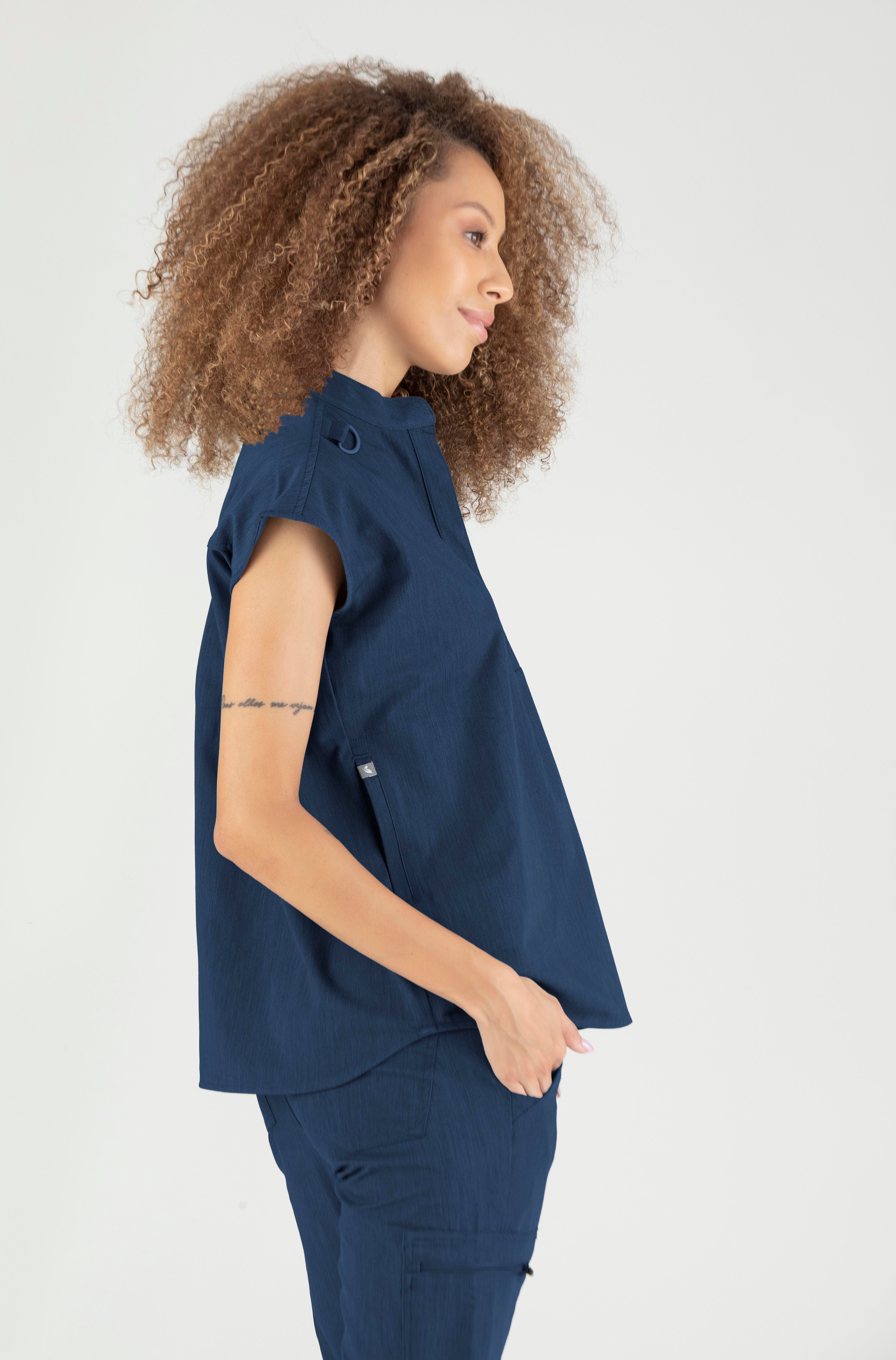 Elegante Vita İndigo Üst Kadın Scrubs Cerrahi Forma - Medikal Giyim Uniform