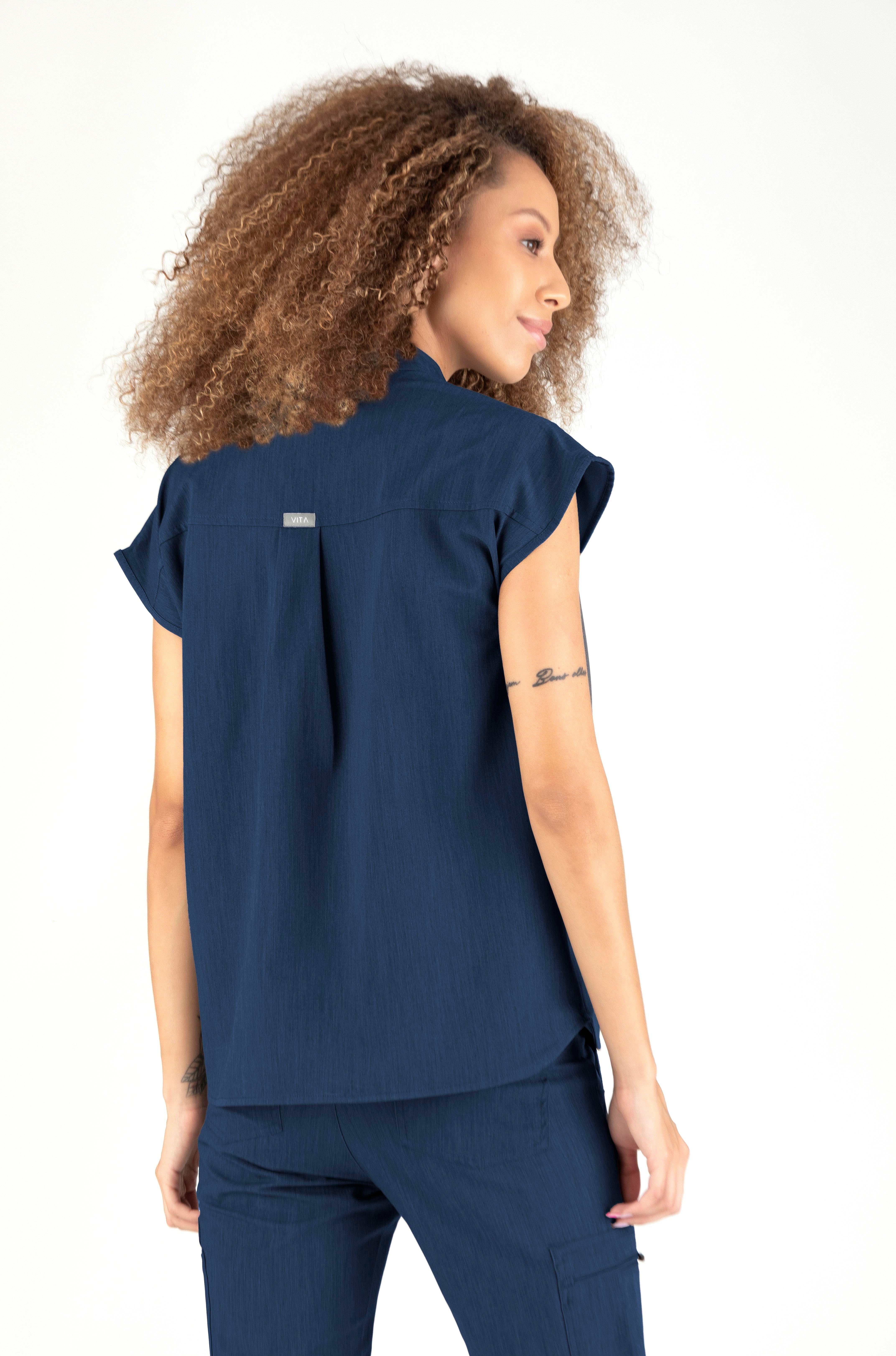 Elegante Vita İndigo Üst Kadın Scrubs Cerrahi Forma - Medikal Giyim Uniform
