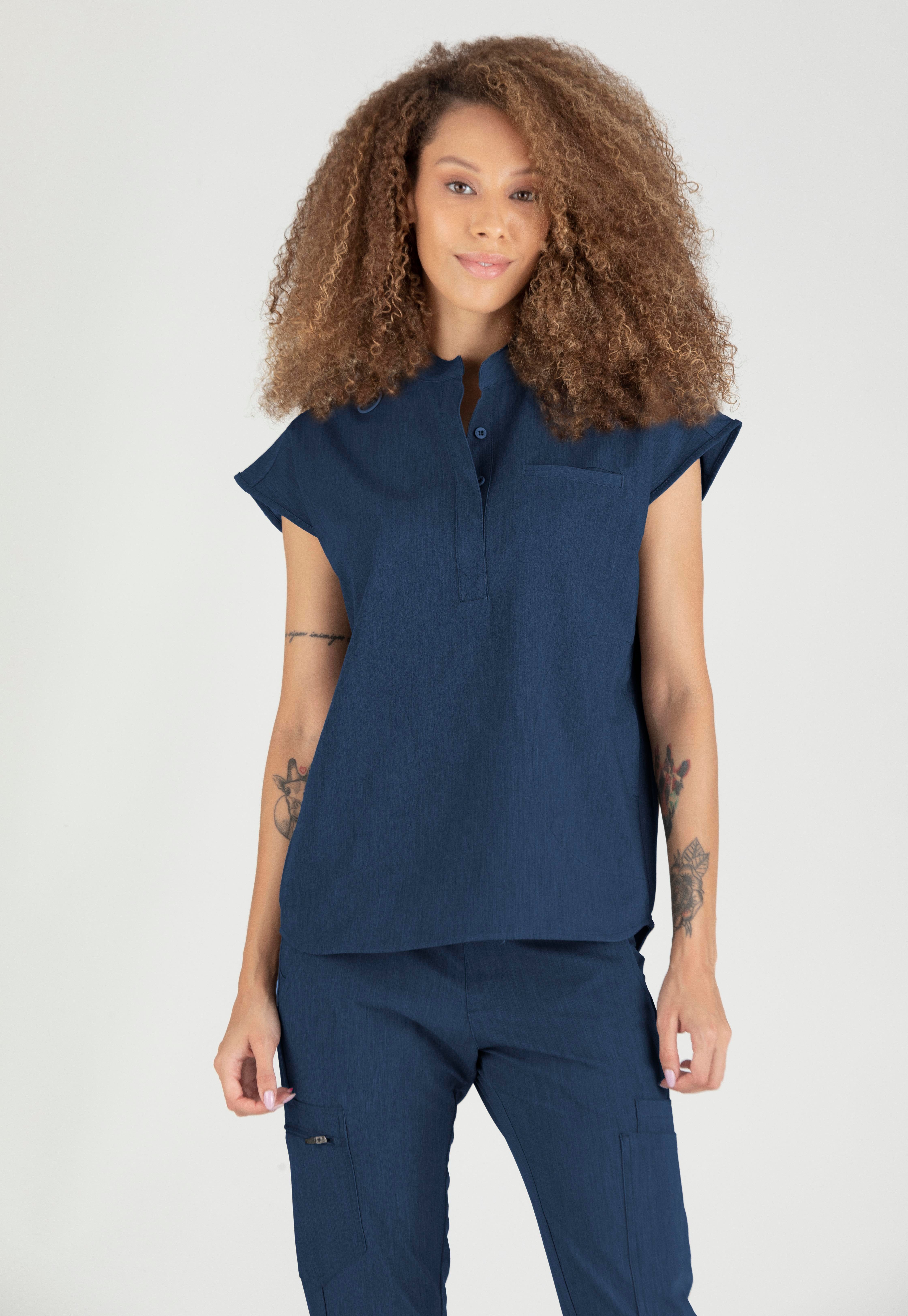 Elegante Vita İndigo Üst Kadın Scrubs Cerrahi Forma - Medikal Giyim Uniform