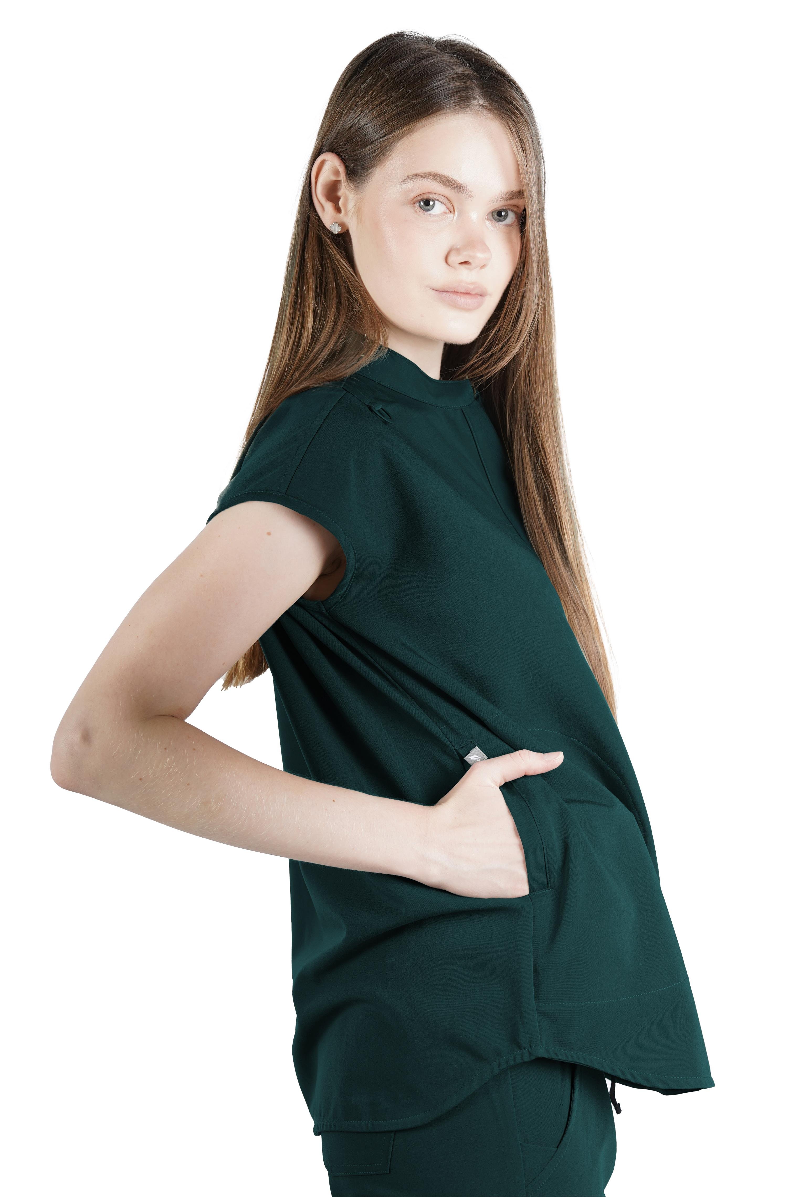 Elegante VITA Zümrüt Üst Kadın Scrubs Cerrahi Forma - Medikal Giyim Uniform