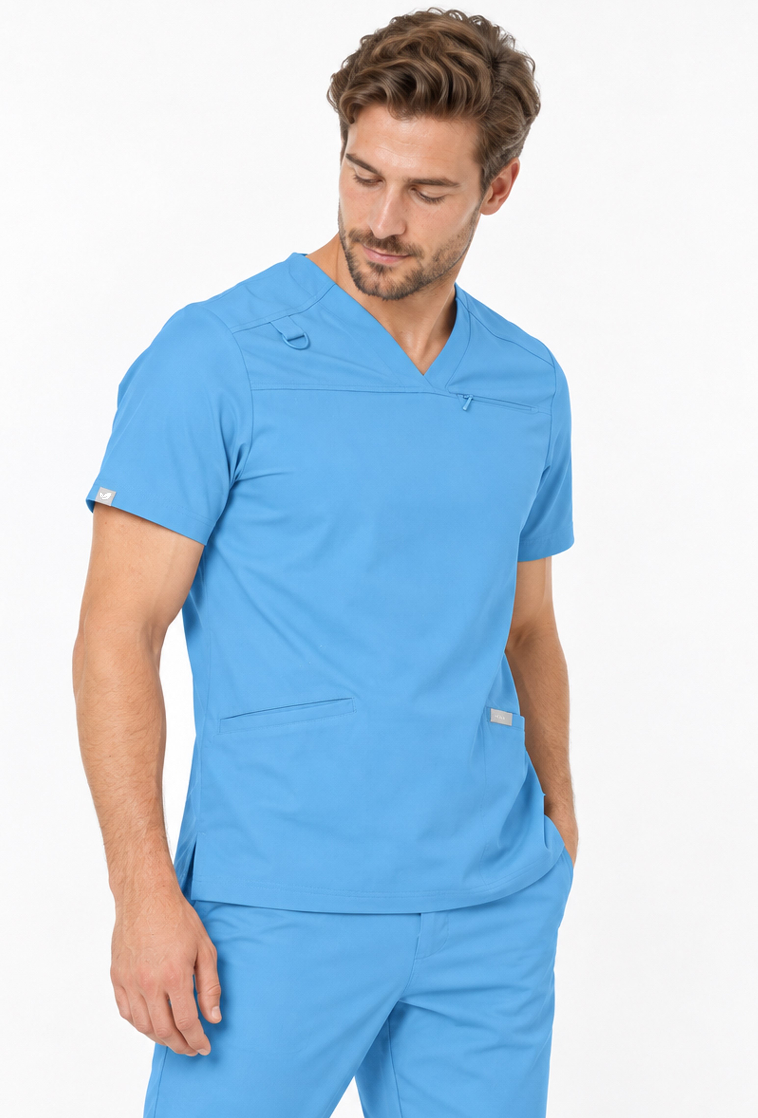 Felice VITA Alaska Blue Üst Erkek Scrubs Cerrahi Forma - Medikal Giyim Uniform