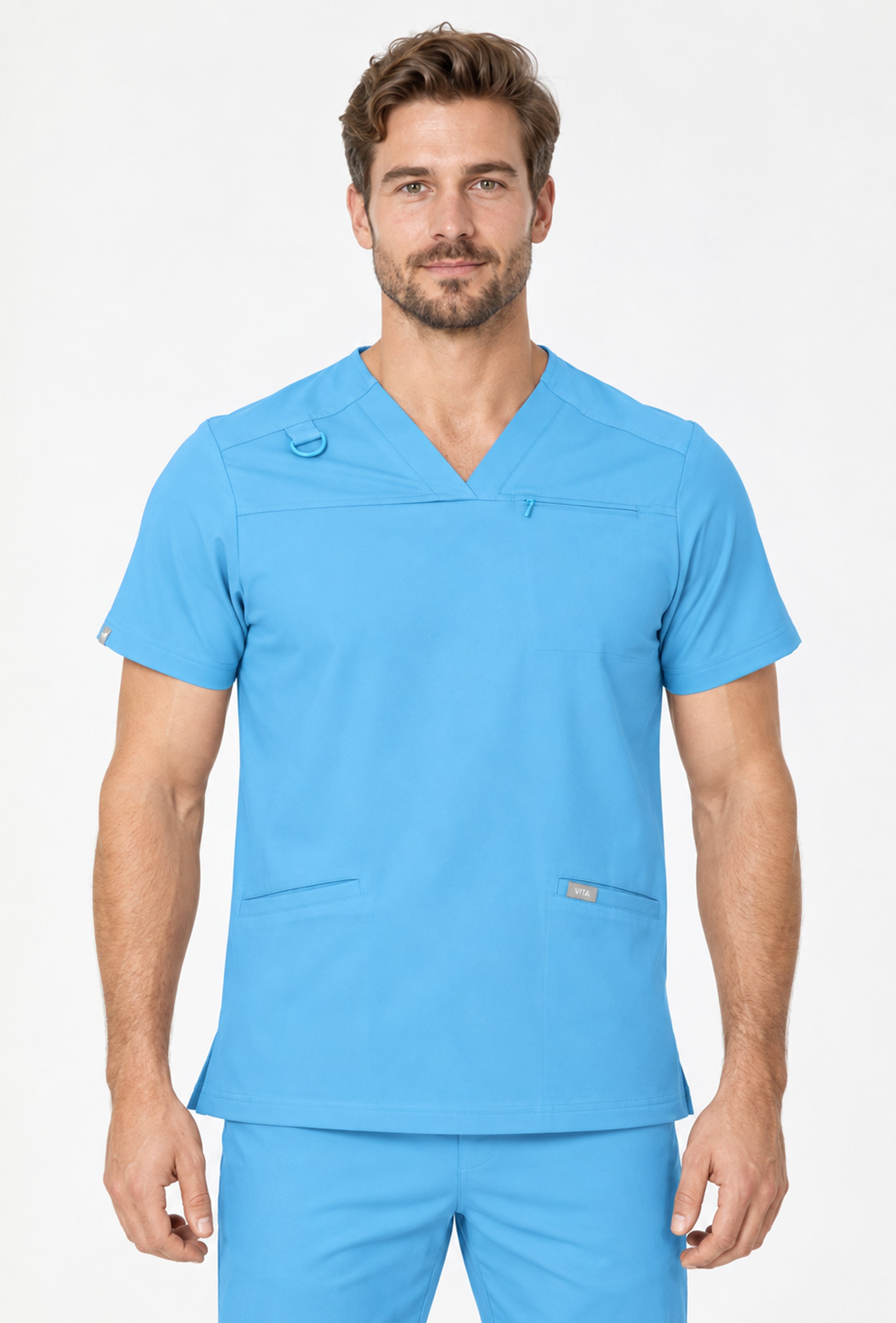 Felice VITA Alaska Blue Üst Erkek Scrubs Cerrahi Forma - Medikal Giyim Uniform