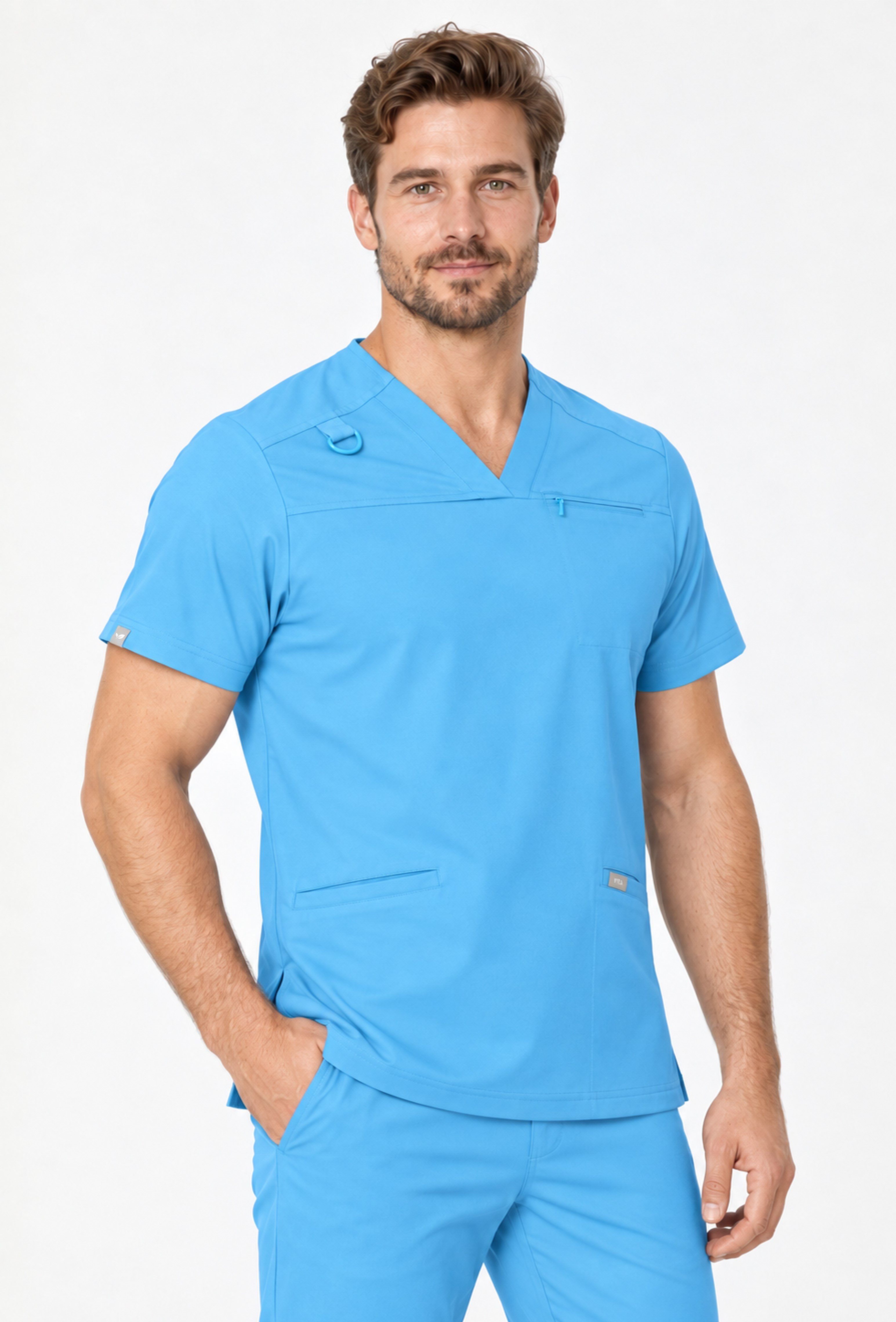 Felice VITA Alaska Blue Üst Erkek Scrubs Cerrahi Forma - Medikal Giyim Uniform