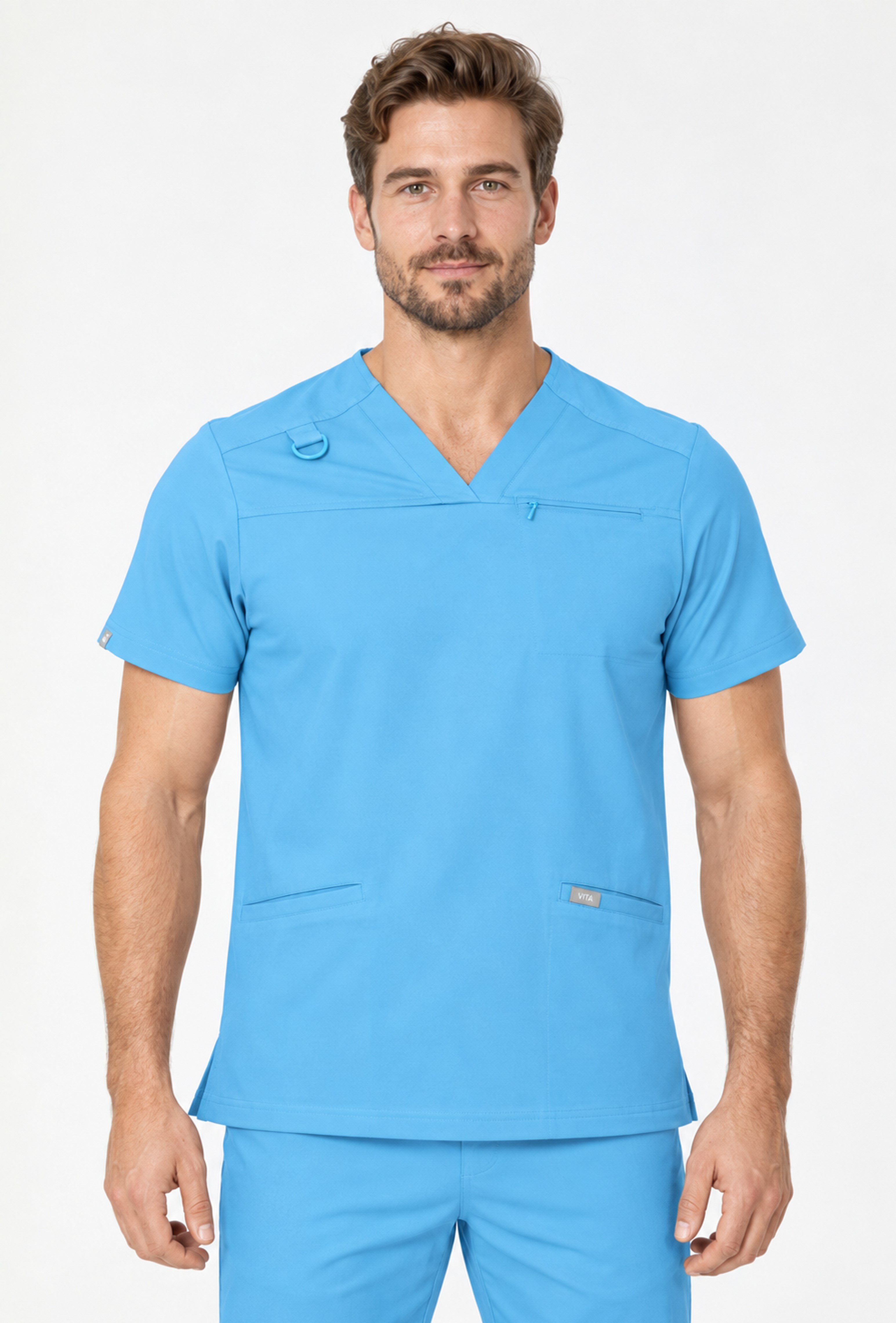 Felice VITA Alaska Blue Üst Erkek Scrubs Cerrahi Forma - Medikal Giyim Uniform