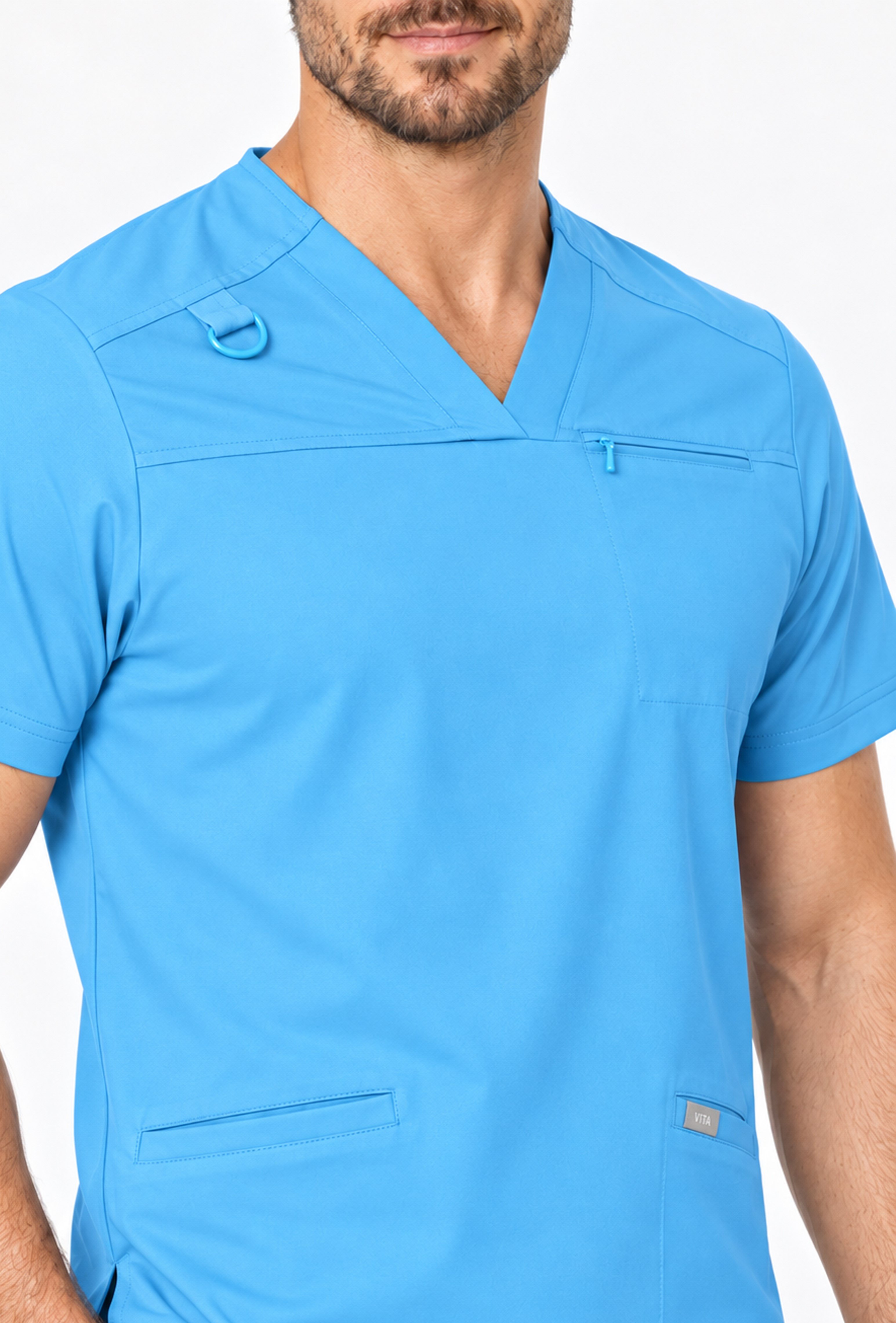 Felice VITA Alaska Blue Üst Erkek Scrubs Cerrahi Forma - Medikal Giyim Uniform
