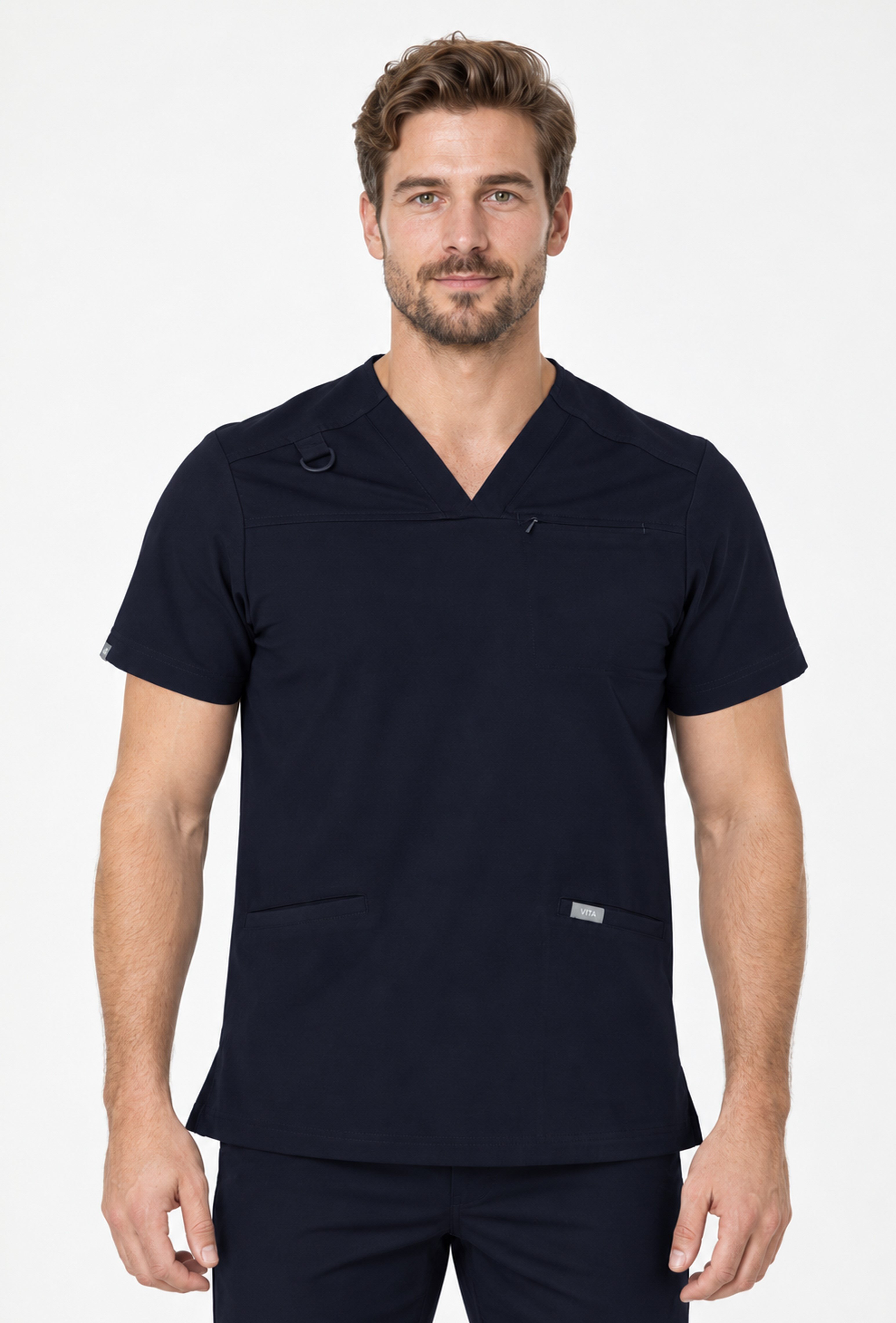 Felice Vita Koyu Lacivert Üst Erkek Scrubs Cerrahi Forma - Medikal Giyim Uniform