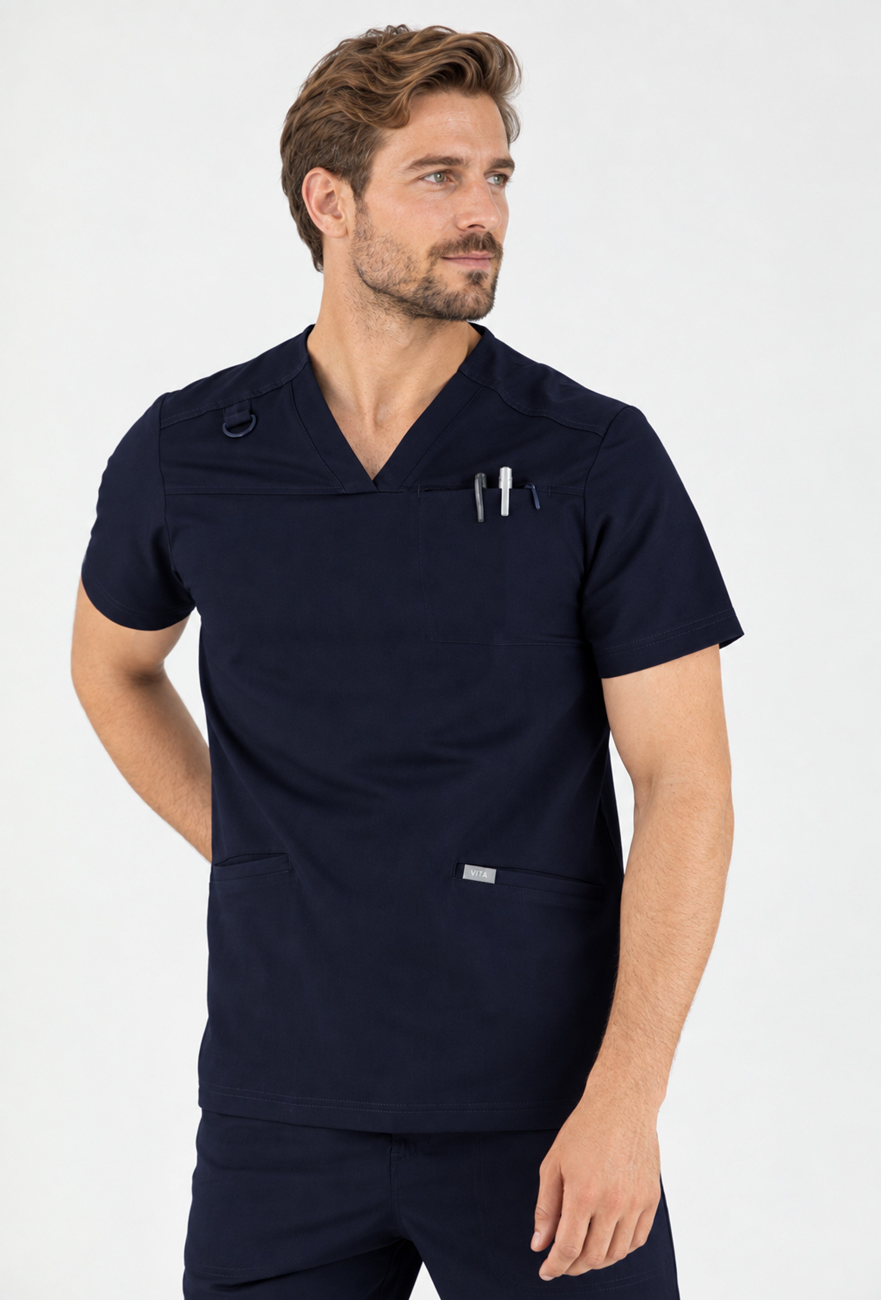 Felice Vita Koyu Lacivert Üst Erkek Scrubs Cerrahi Forma - Medikal Giyim Uniform
