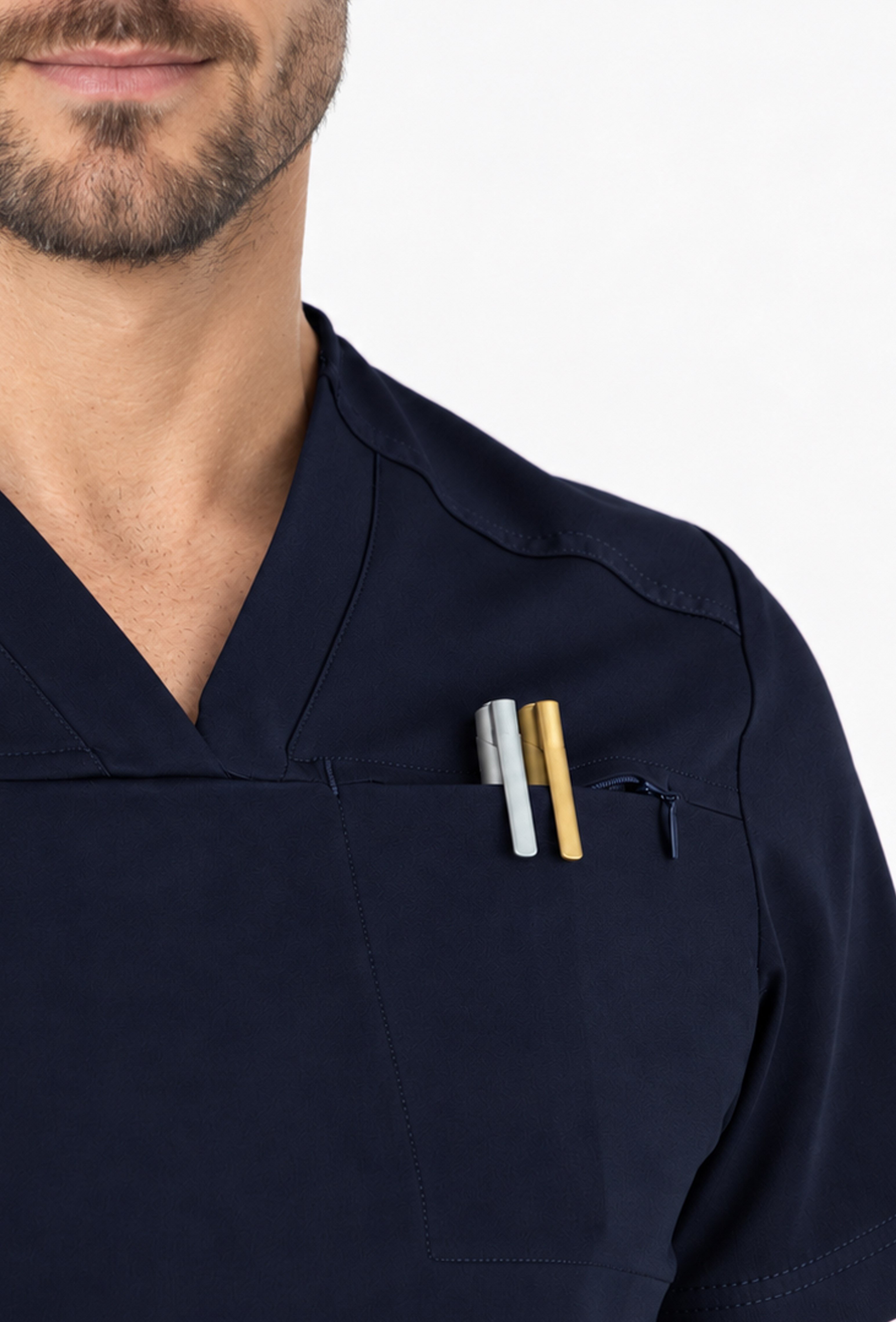 Felice Vita Koyu Lacivert Üst Erkek Scrubs Cerrahi Forma - Medikal Giyim Uniform