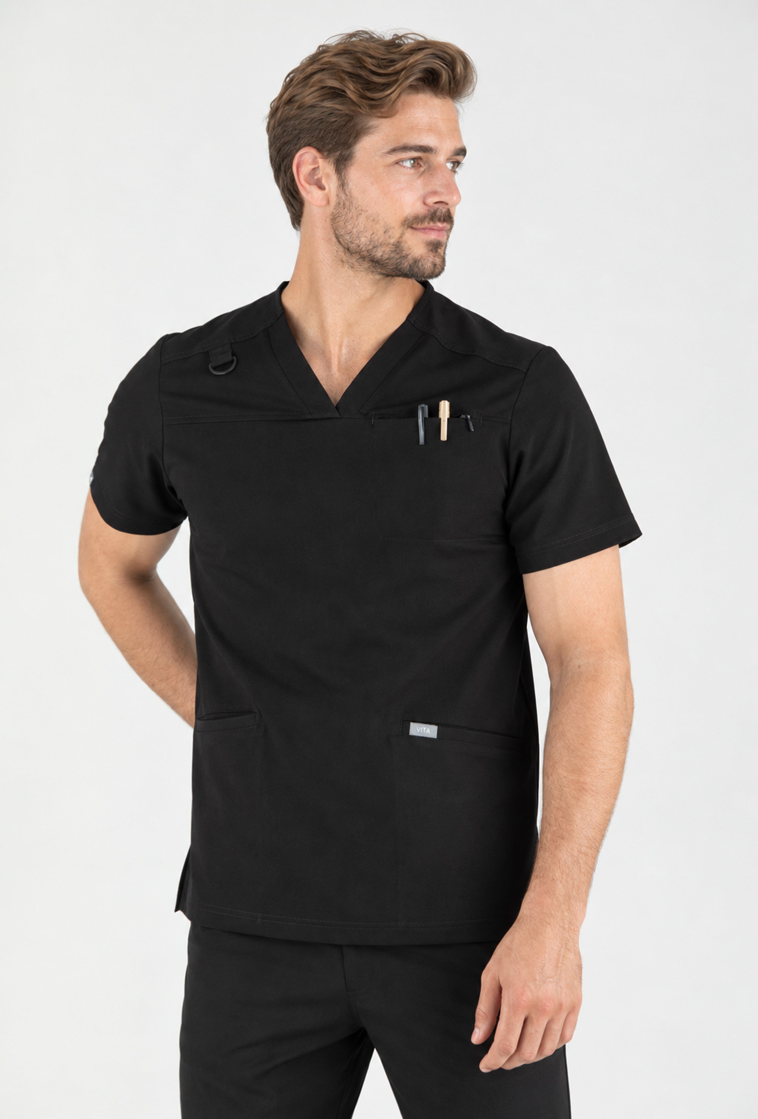 Felice Vita Siyah Üst Erkek Scrubs Cerrahi Forma - Medikal Giyim Uniform