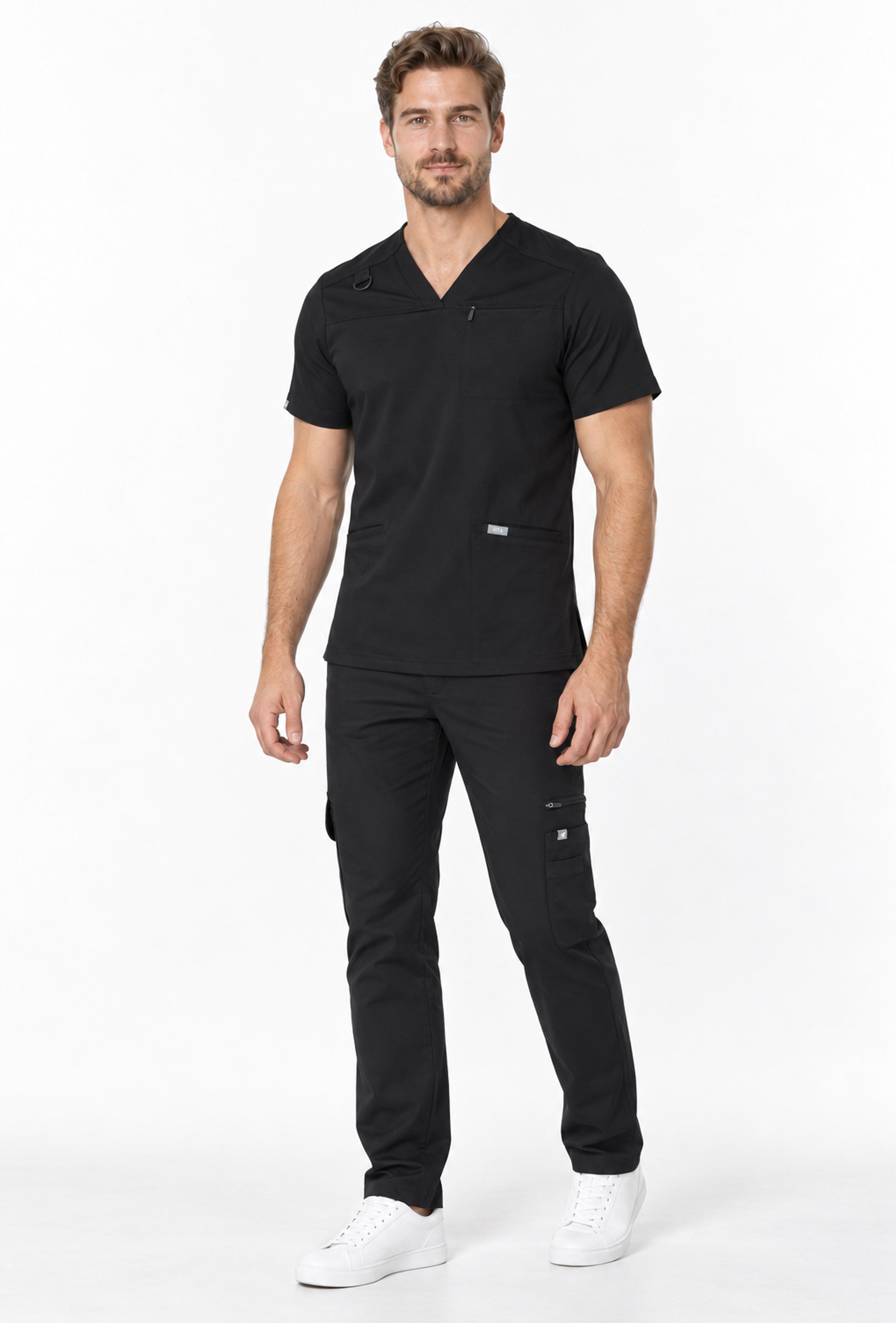 Felice Vita Siyah Üst Erkek Scrubs Cerrahi Forma - Medikal Giyim Uniform