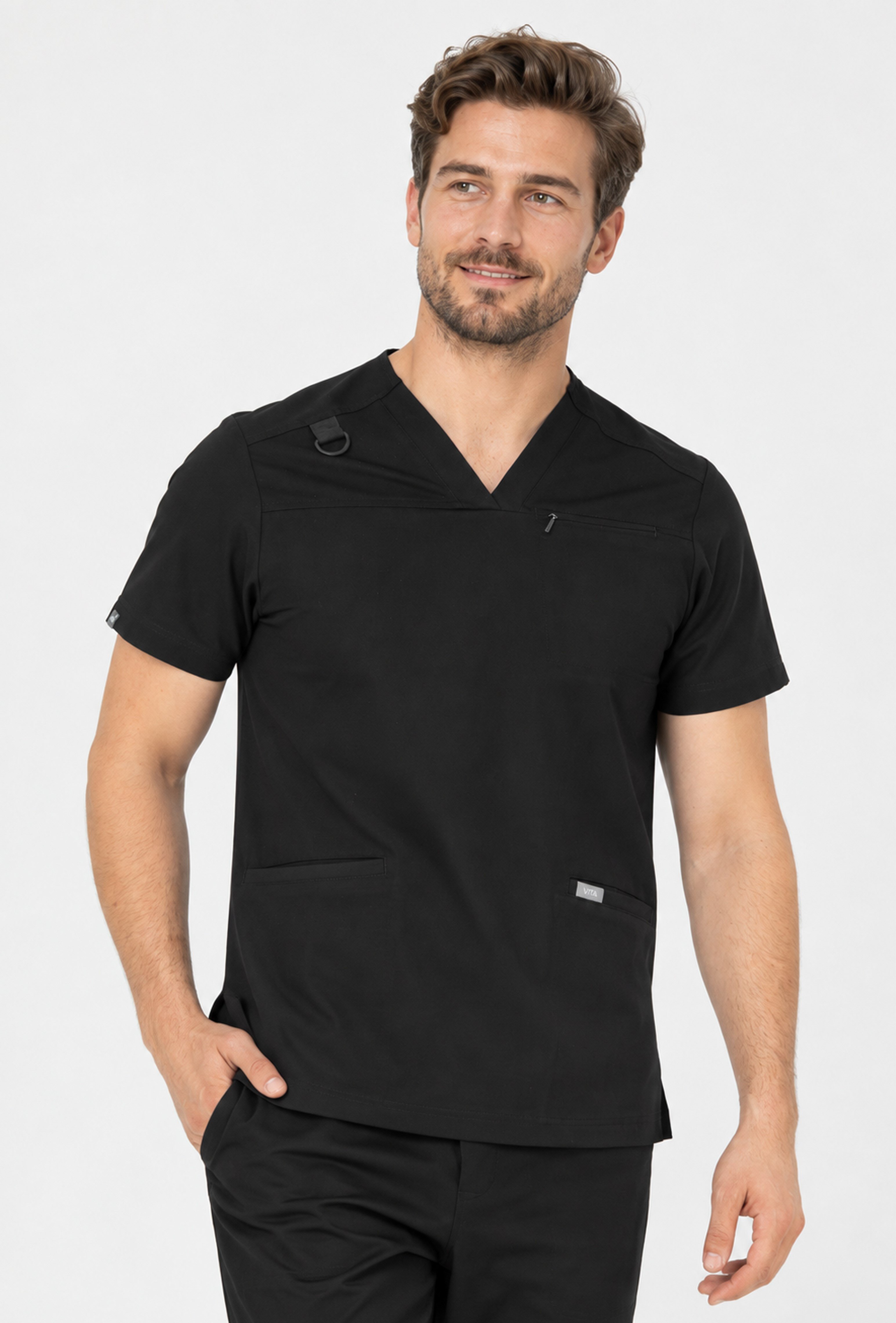Felice Vita Siyah Üst Erkek Scrubs Cerrahi Forma - Medikal Giyim Uniform