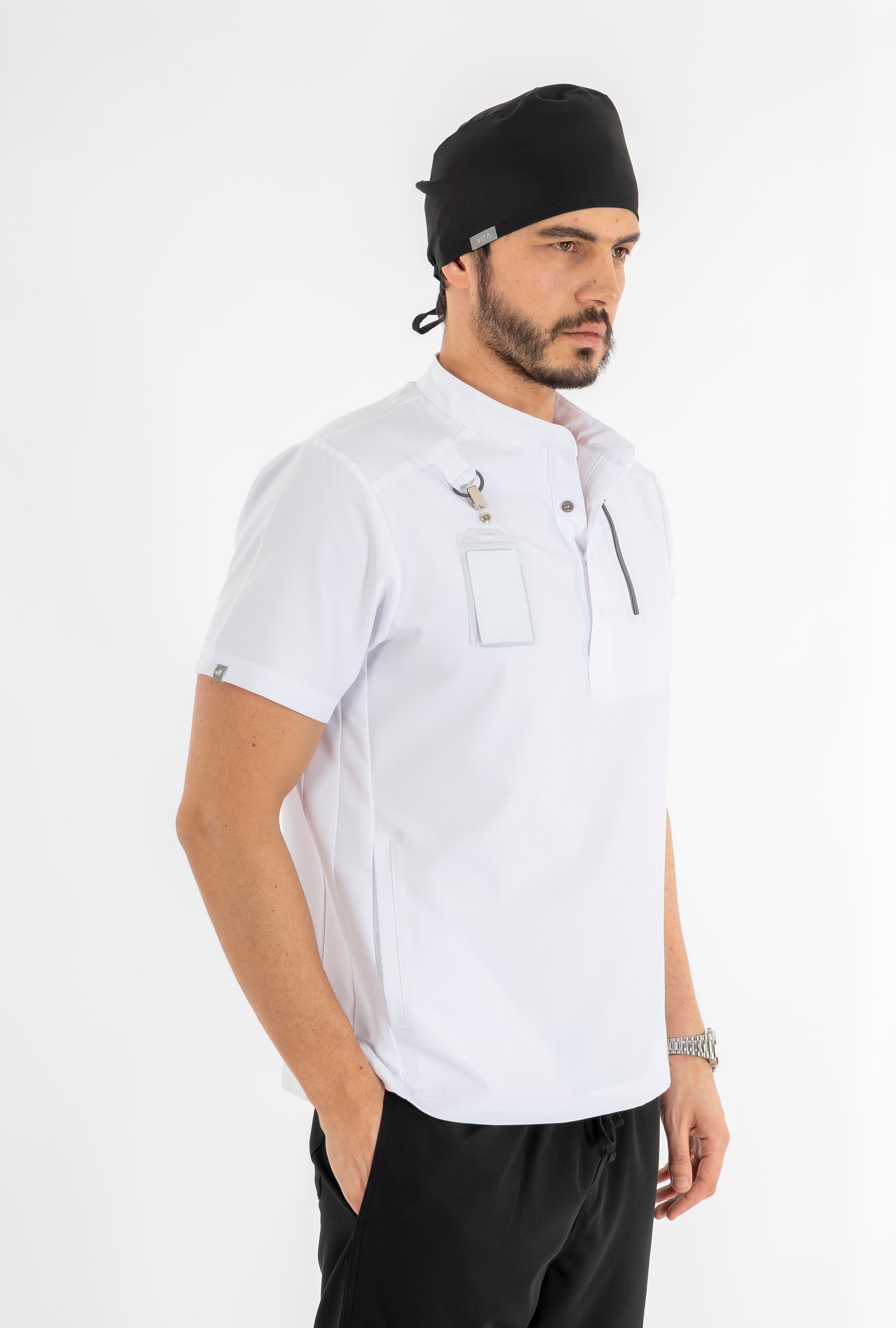 Freddo Vita Beyaz Üst Erkek Scrubs Cerrahi Forma - Medikal Giyim Uniform