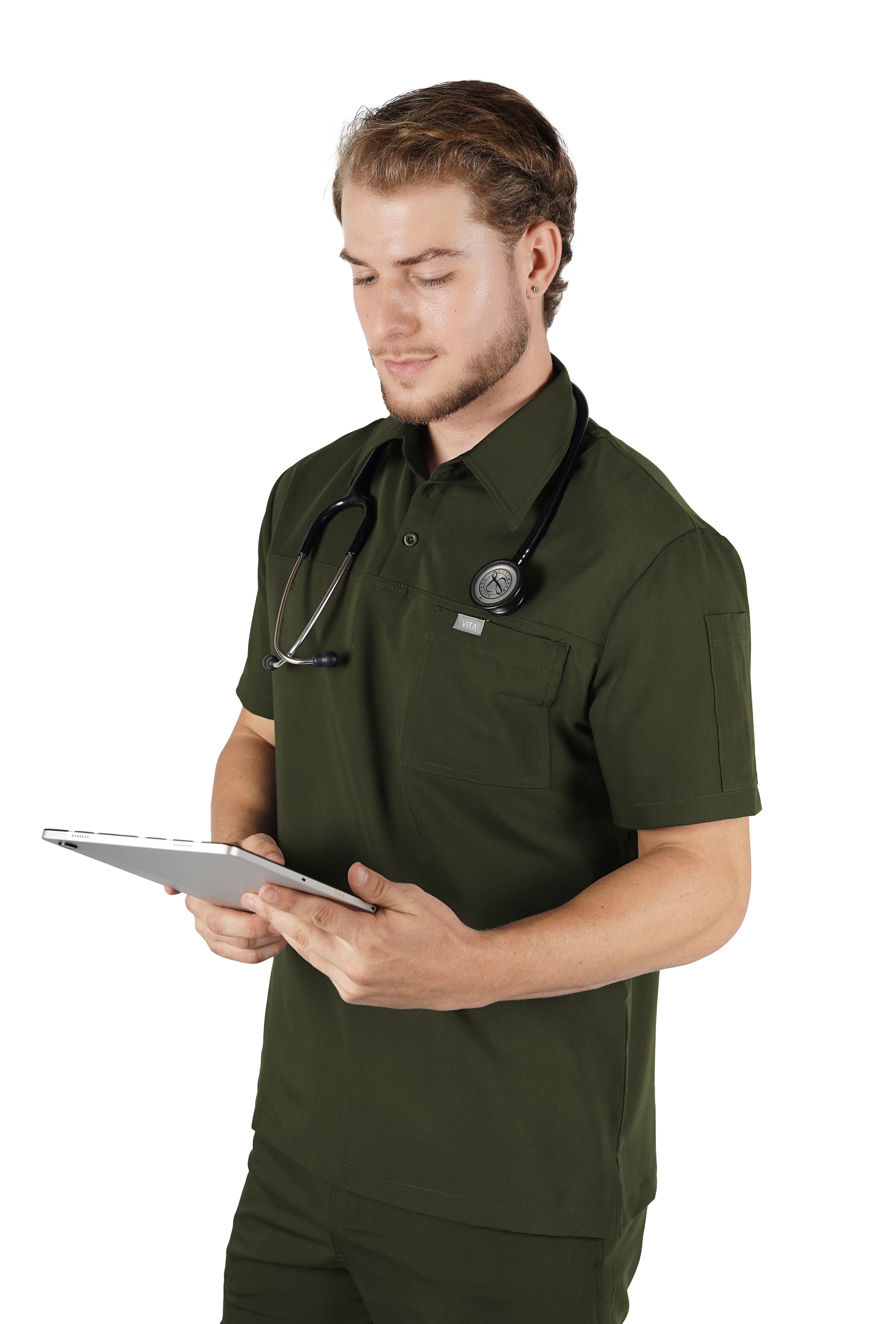Gusto Vita Haki Üst Erkek Scrubs Cerrahi Forma - Medikal Giyim Uniform