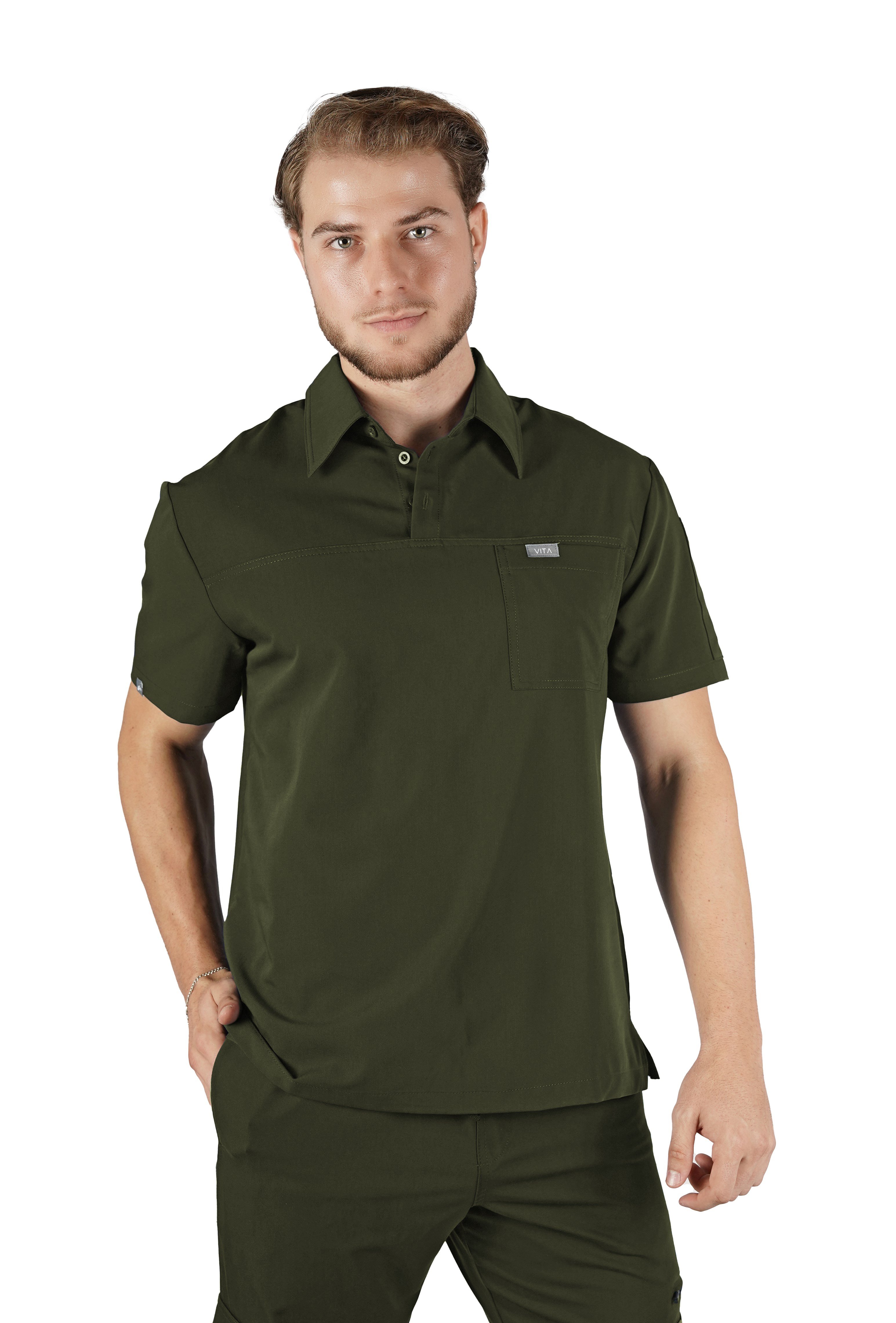 Gusto Vita Haki Üst Erkek Scrubs Cerrahi Forma - Medikal Giyim Uniform