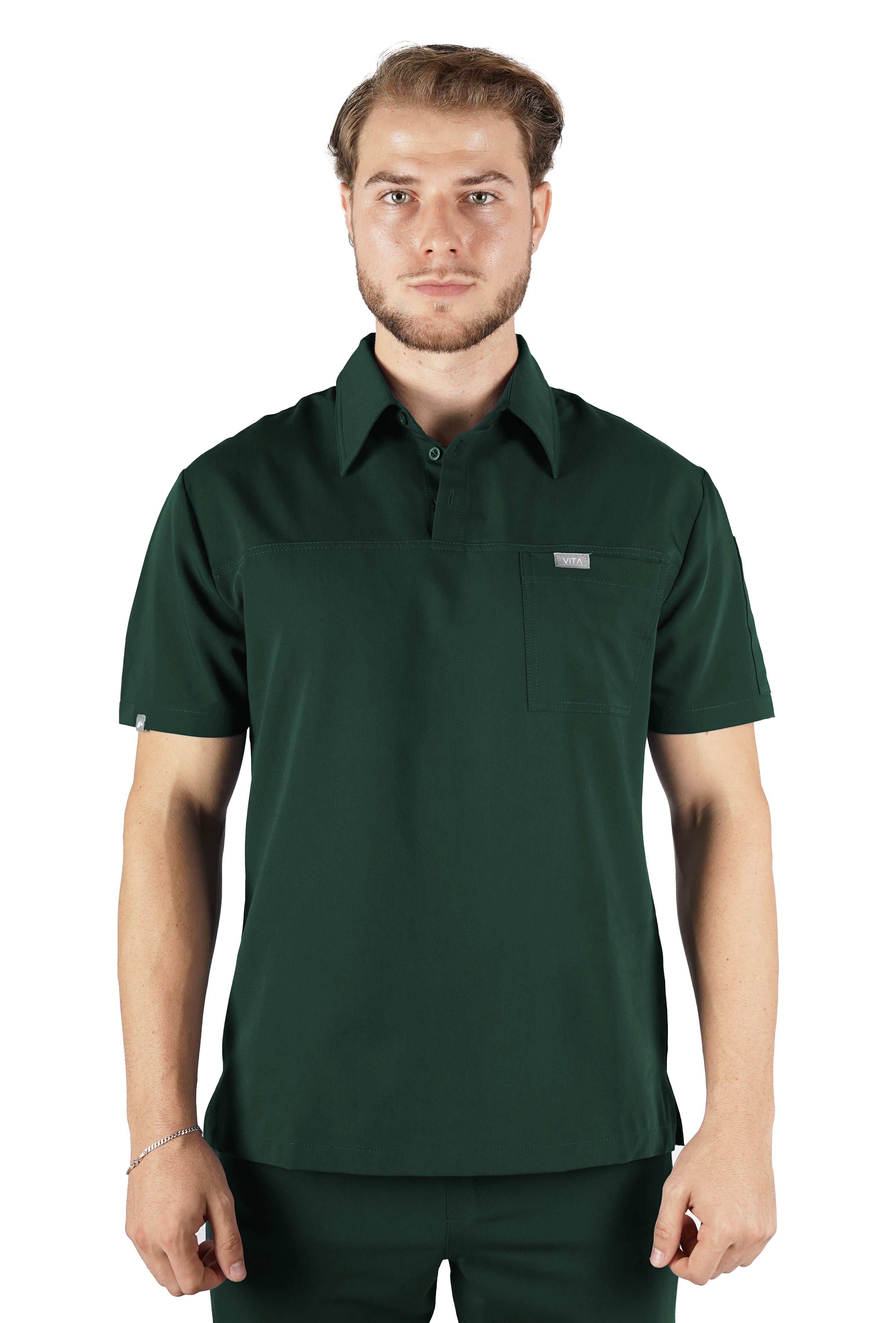 Gusto VITA Zümrüt Üst Erkek Scrubs Cerrahi Forma - Medikal Giyim Uniform