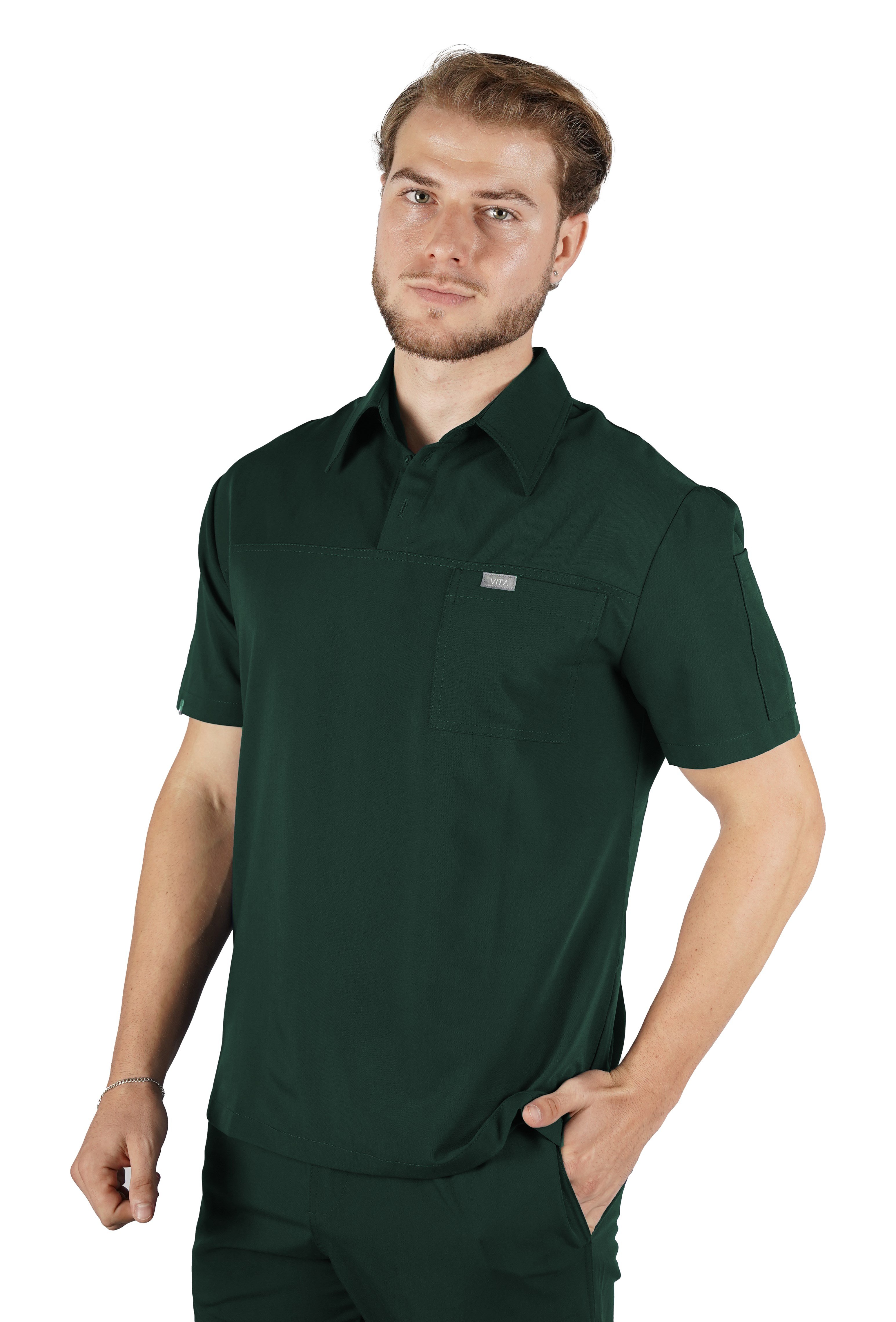 Gusto VITA Zümrüt Üst Erkek Scrubs Cerrahi Forma - Medikal Giyim Uniform