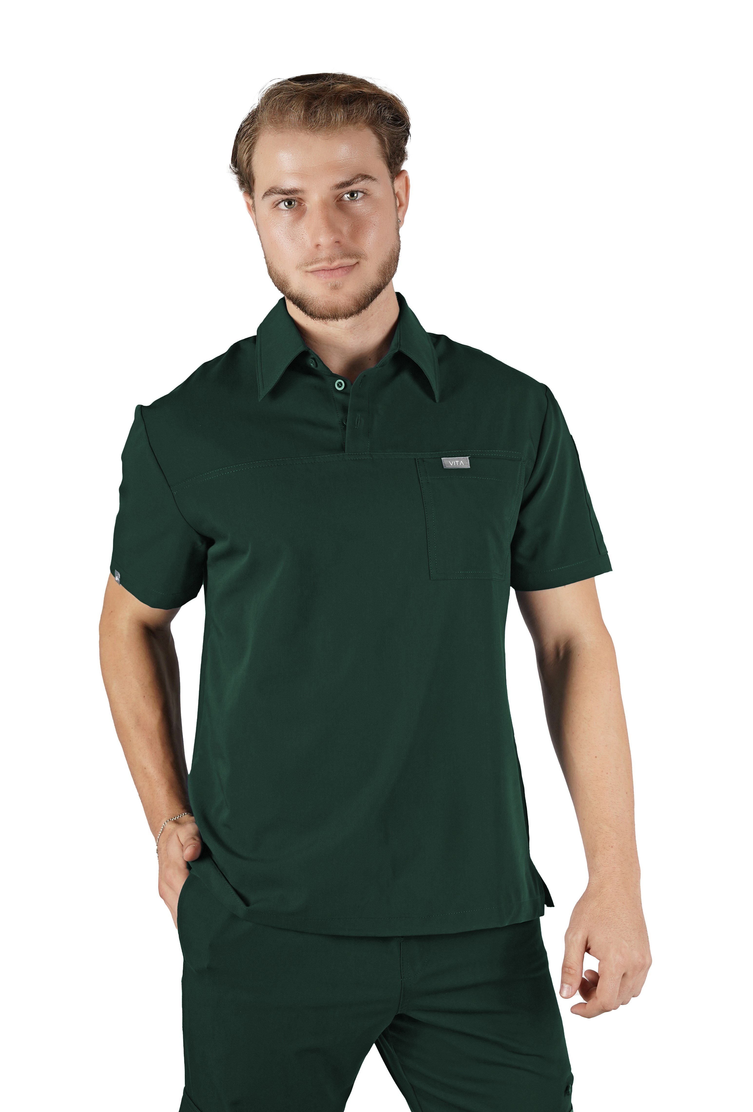 Gusto VITA Zümrüt Üst Erkek Scrubs Cerrahi Forma - Medikal Giyim Uniform