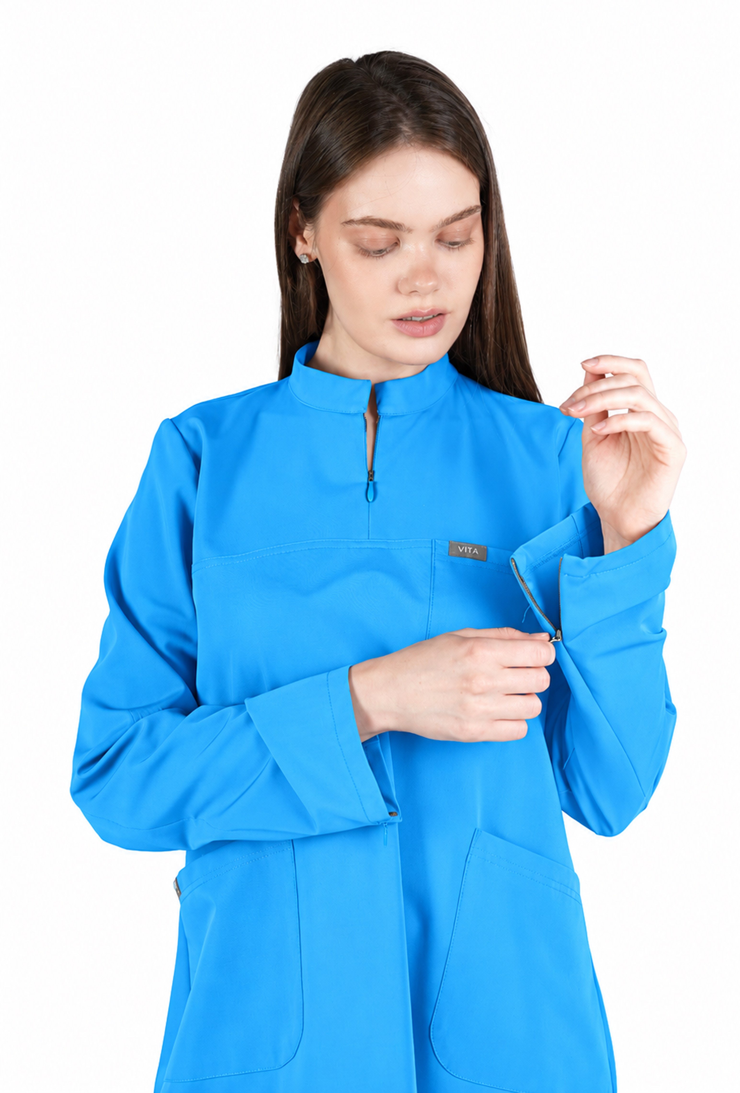 Hijab VITA Alaska Blue Üst Kadın Scrubs Cerrahi Forma 