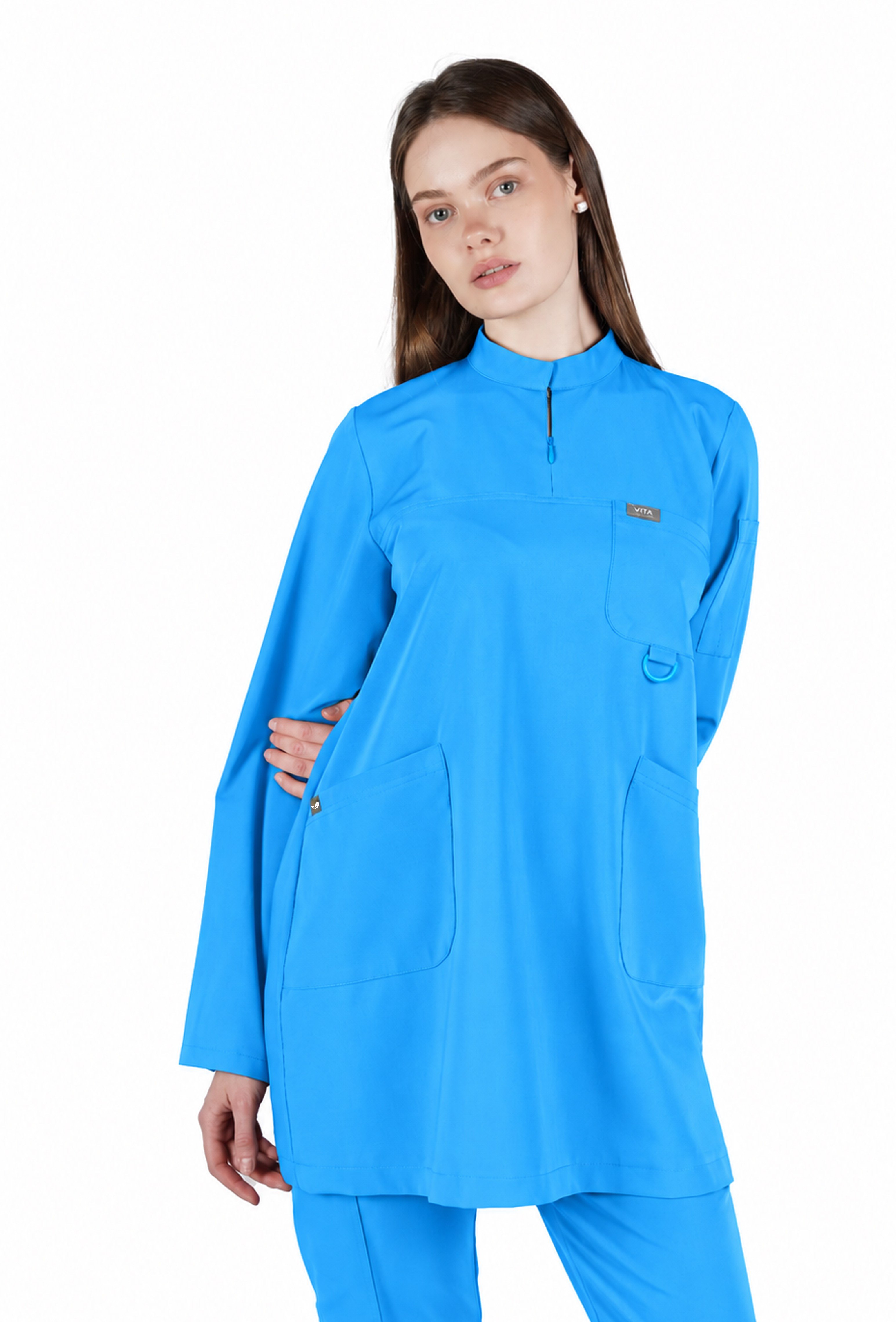 Hijab VITA Alaska Blue Üst Kadın Scrubs Cerrahi Forma 