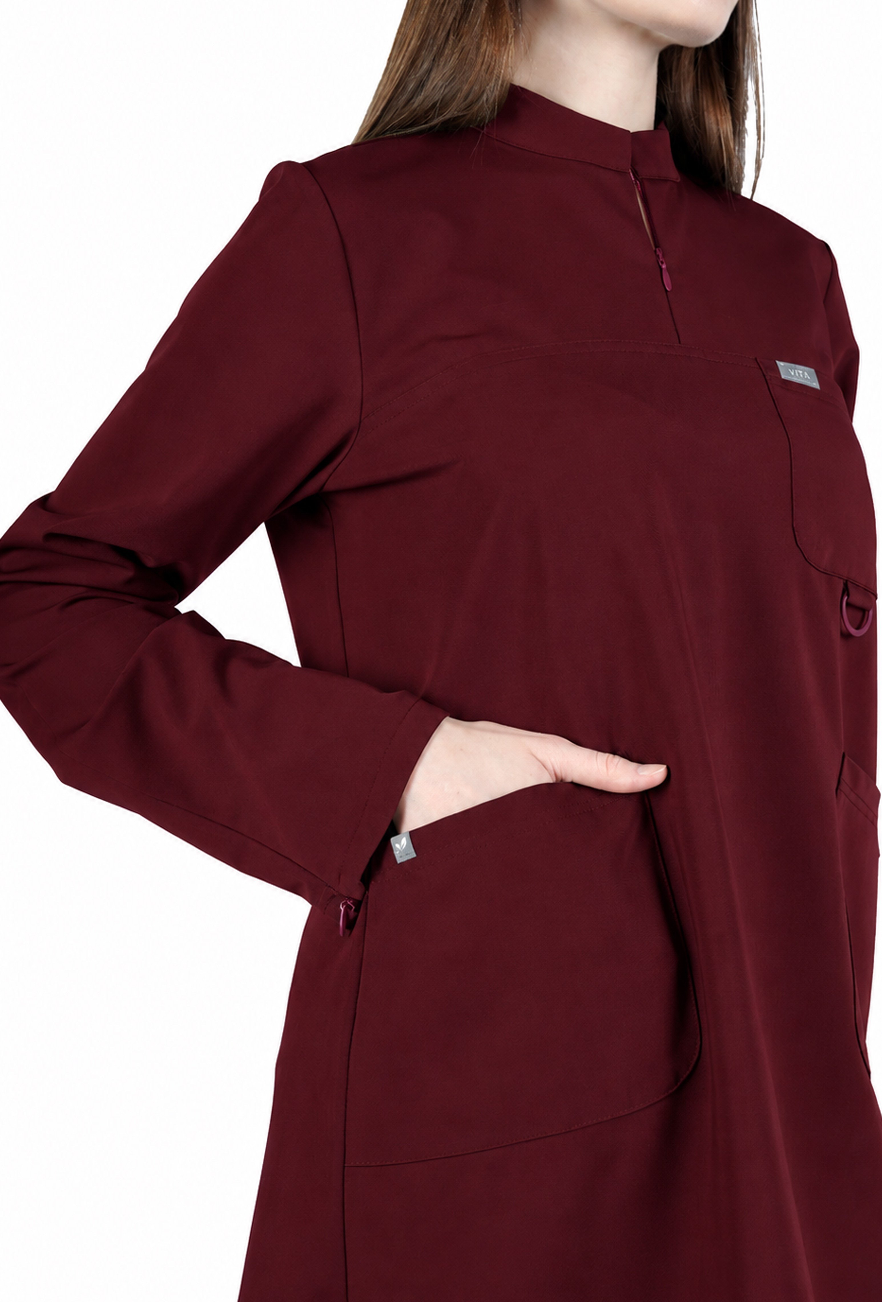 Hijab VITA Bordo Üst Kadın Scrubs Cerrahi Forma 
