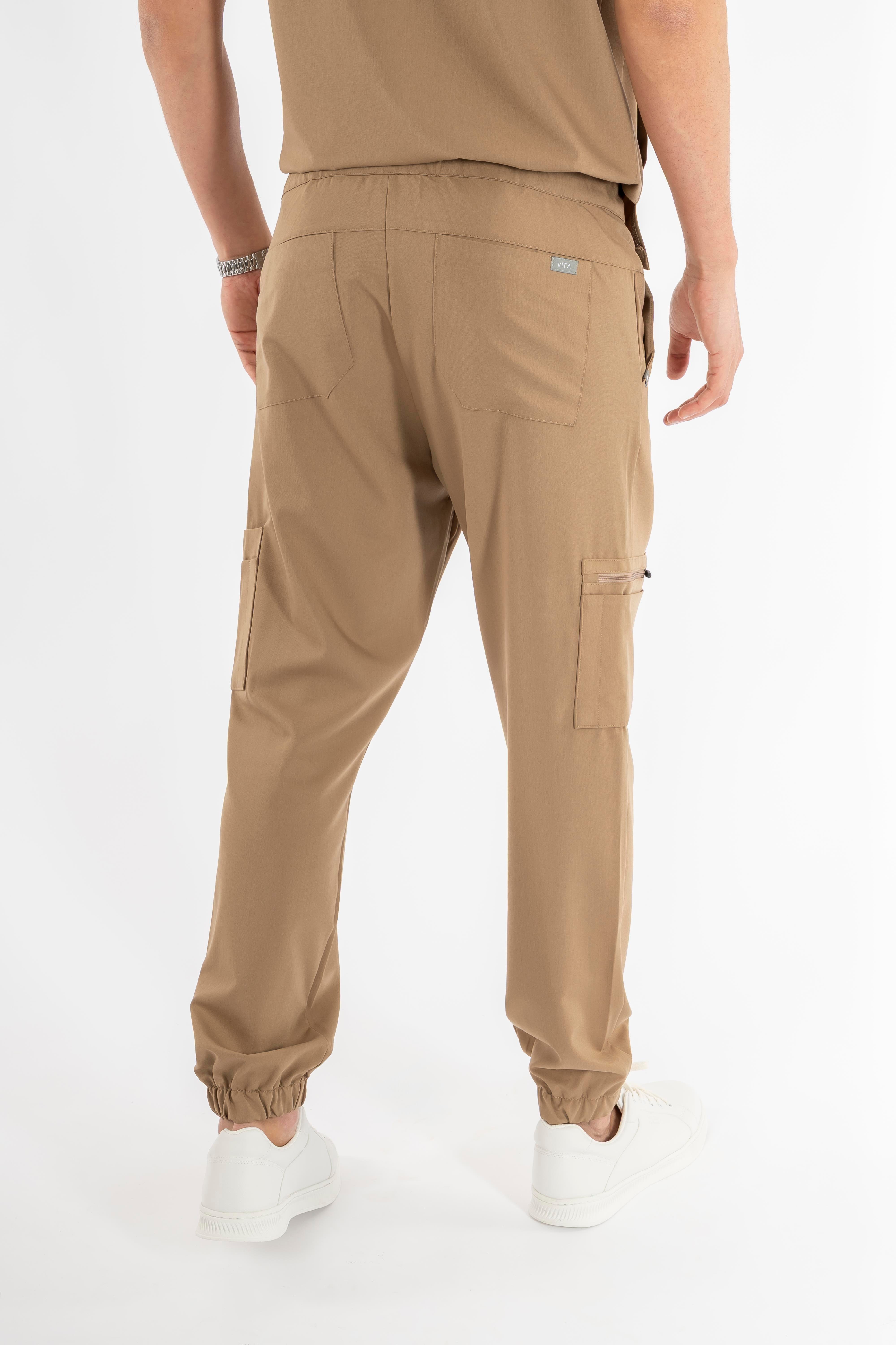 Jogger Piu Vita Bej Alt Erkek Scrubs Cerrahi Forma - Medikal Giyim Uniform