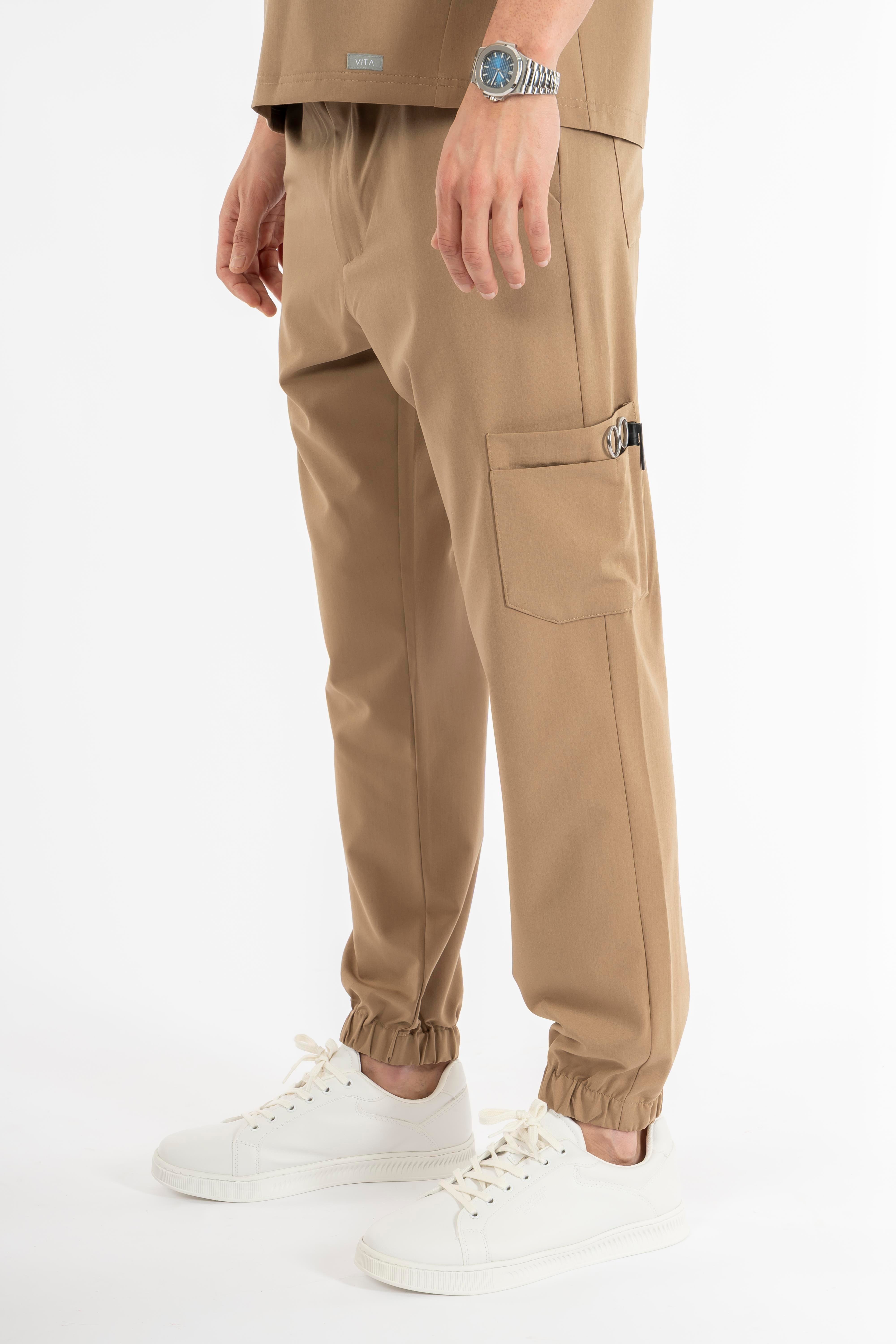 Jogger Piu Vita Bej Alt Erkek Scrubs Cerrahi Forma - Medikal Giyim Uniform