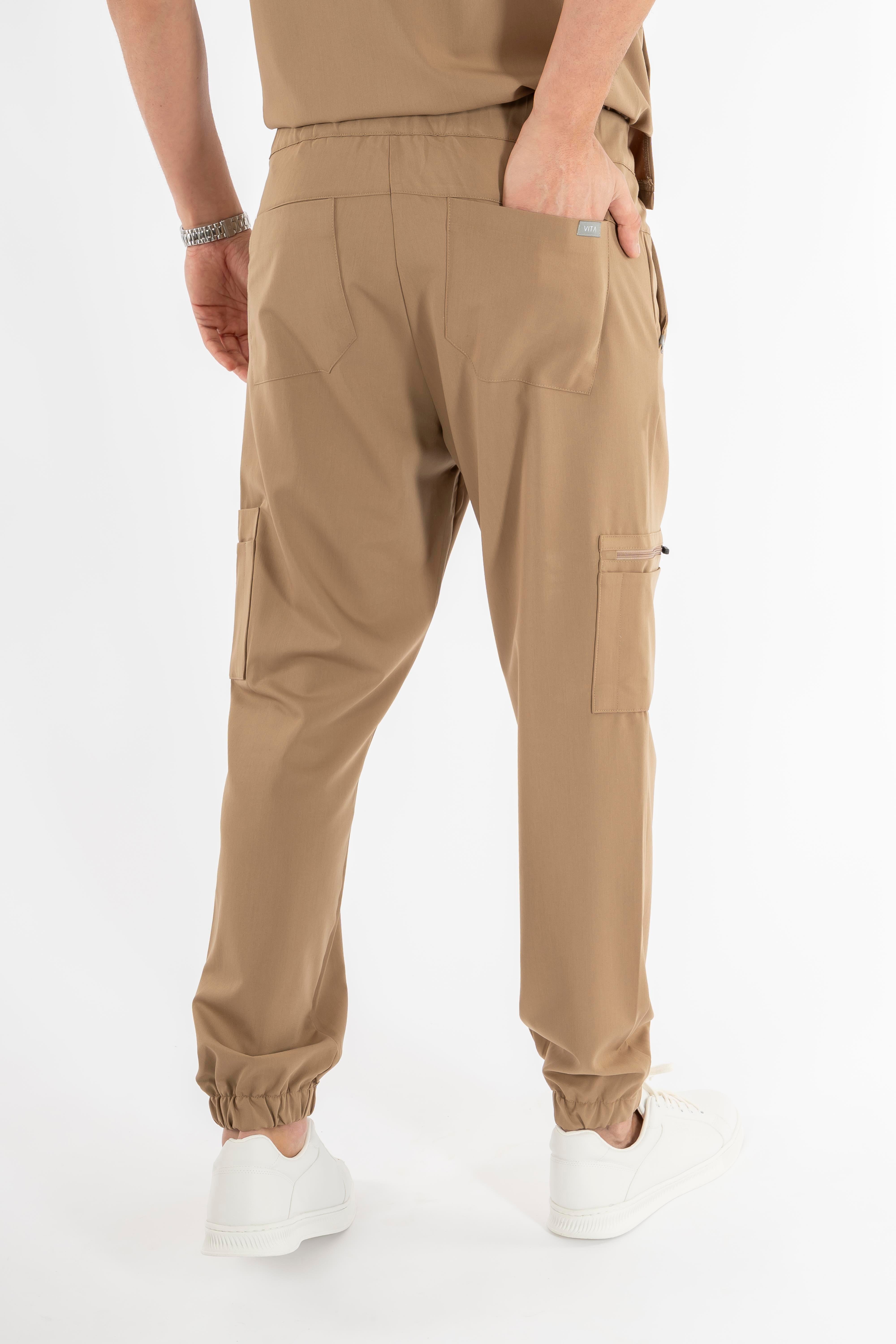 Jogger Piu Vita Bej Alt Erkek Scrubs Cerrahi Forma - Medikal Giyim Uniform